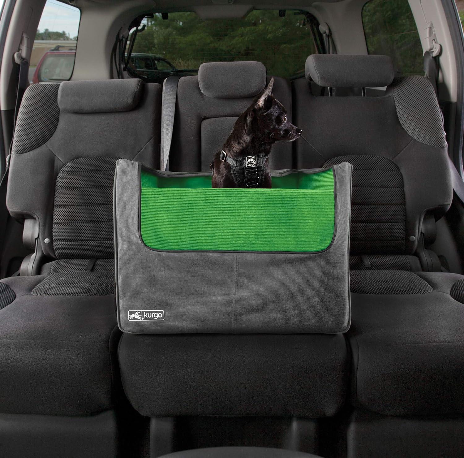 Green and Gray Soft-Sided Dog Car Booster Seat