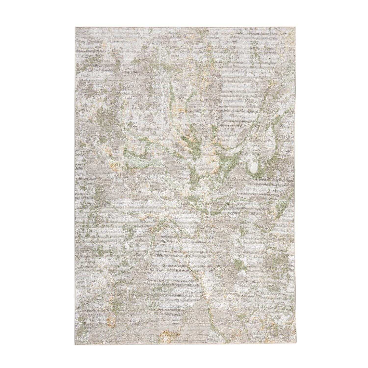 TOWN & COUNTRY LUXE Opaline Bold Marble Area Rug with Glam Metallic Ribbed Texture Pile, Sage Green