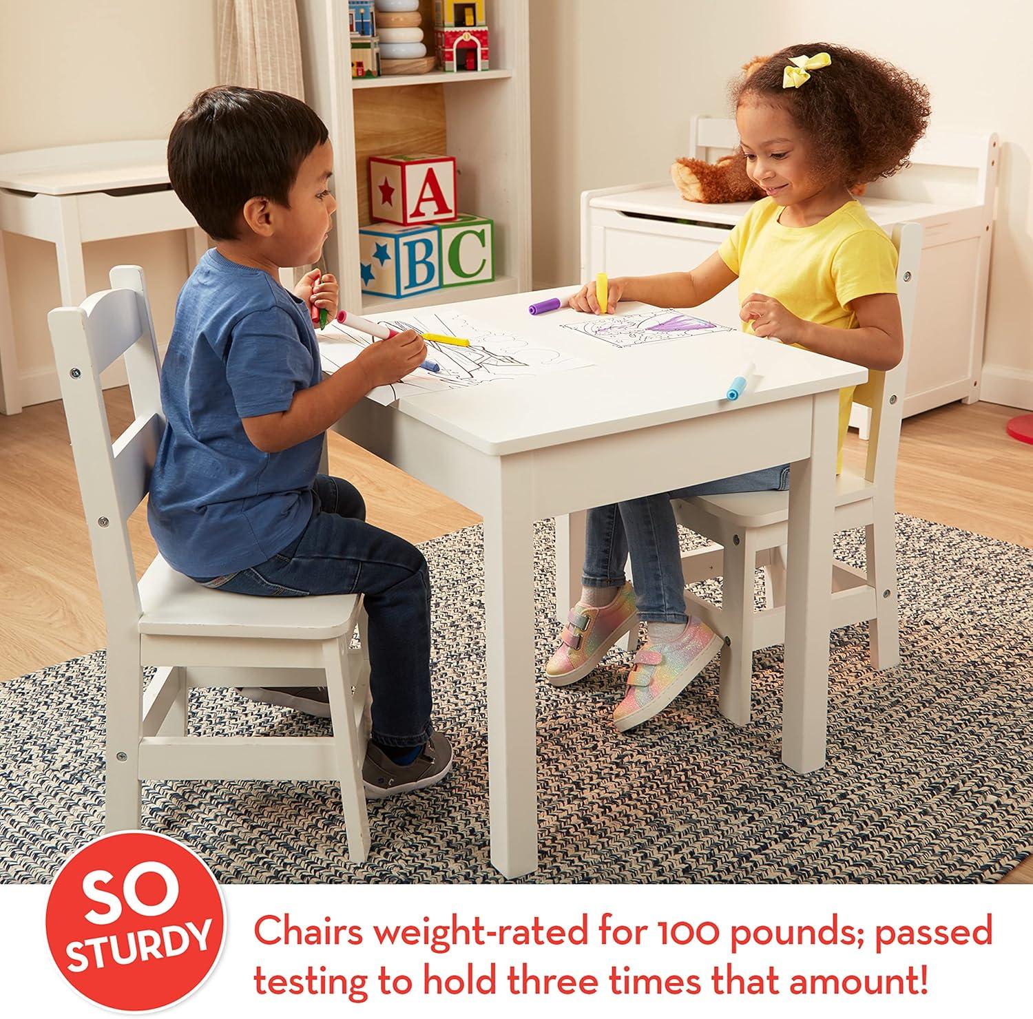 Melissa & Doug Wooden Table and Chairs Set - White