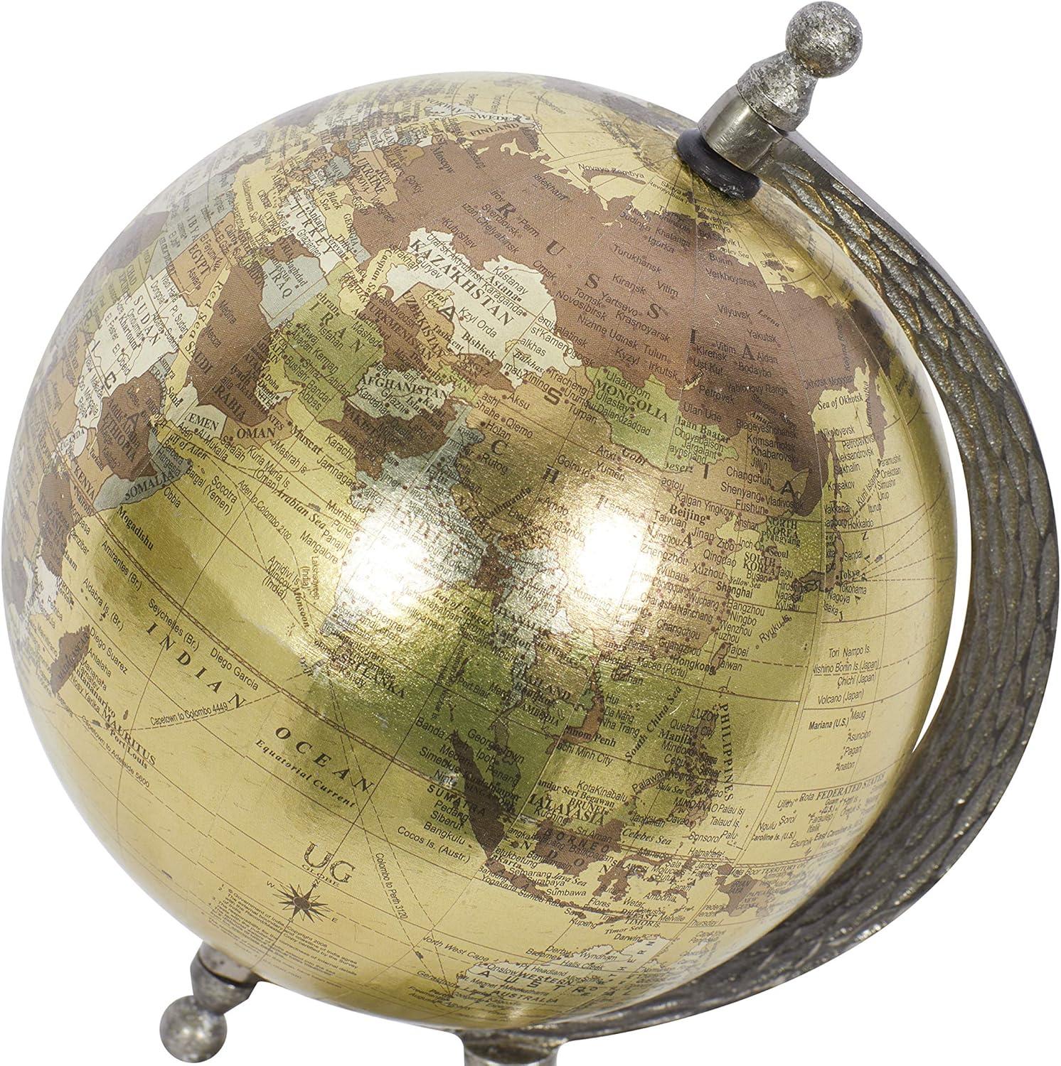 Elegant Traditional Brown Aluminum Globe, 7" x 10"