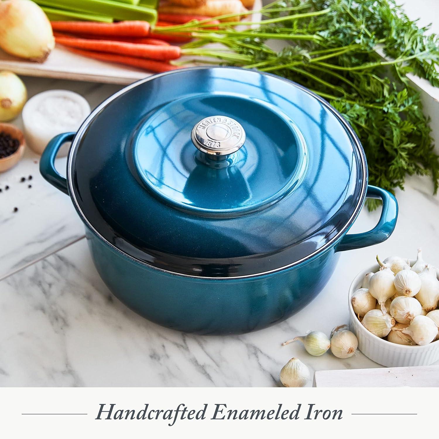 Merten & Storck 5.3qt Enameled Iron Dutch Oven Pot with Lid - Aegean Teal: Cast Iron, Induction Compatible, Hand Wash