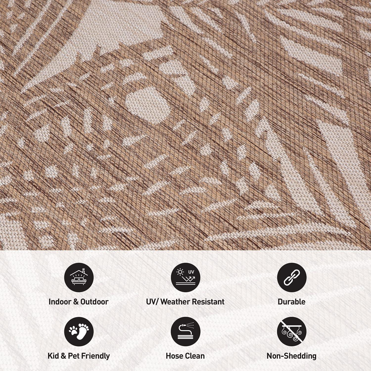 World Rug Gallery Contemporary Palm Leaf Textured Flat Weave Indoor/Outdoor Area Rug - NAVY 2'x3'