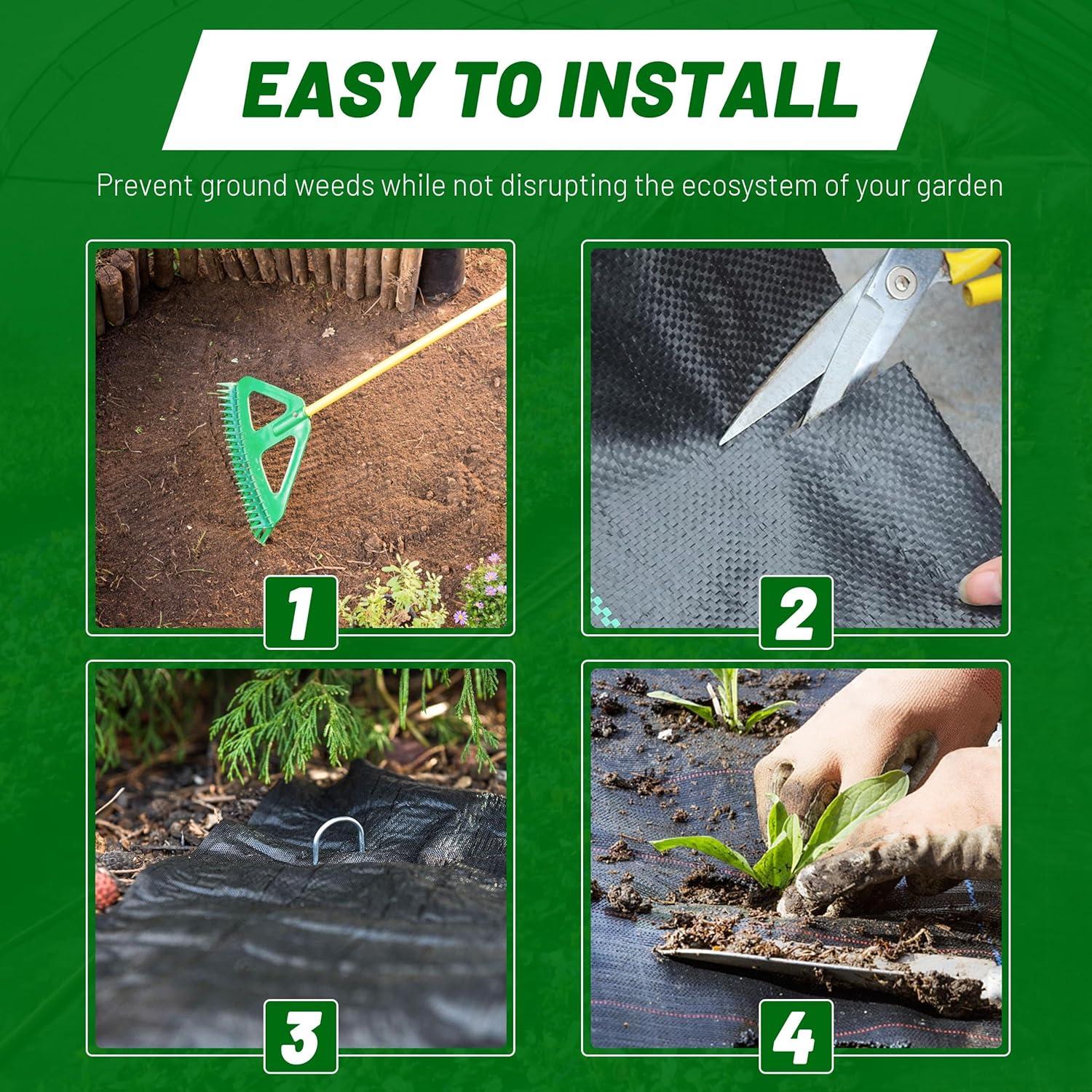 4ft x 100ft Weed Barrier Landscape Fabric Heavy Duty Premium Weed Control Fabric Durable & Eco-Friendly Weed Block Gardening Mat Landscaping Fabric