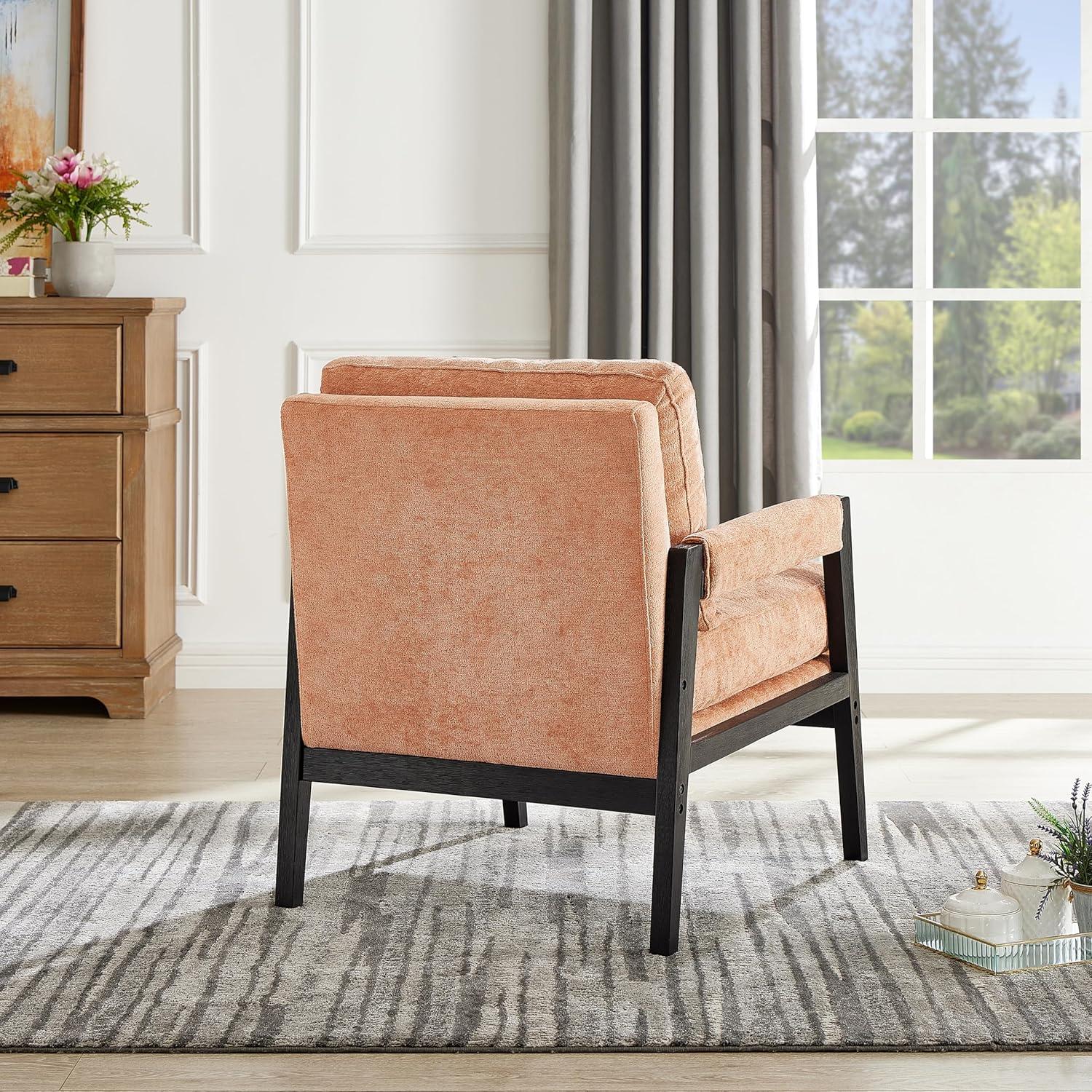 Roundhill Furniture Kelly Mid-Century Modern Chenille Upholstered Accent Armchair Orange