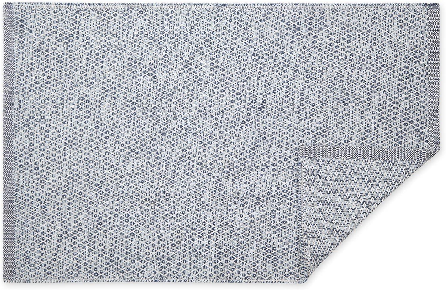 Stonewash Blue Diamond Handwoven Recycled Yarn Rug 2x3 Ft