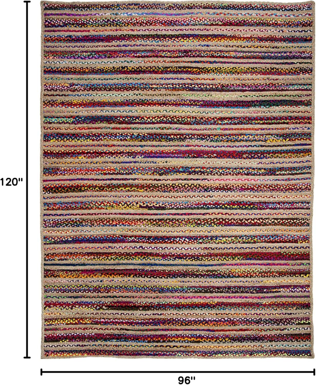 Multicolor Hand-Knotted Wool and Cotton 8' x 10' Area Rug