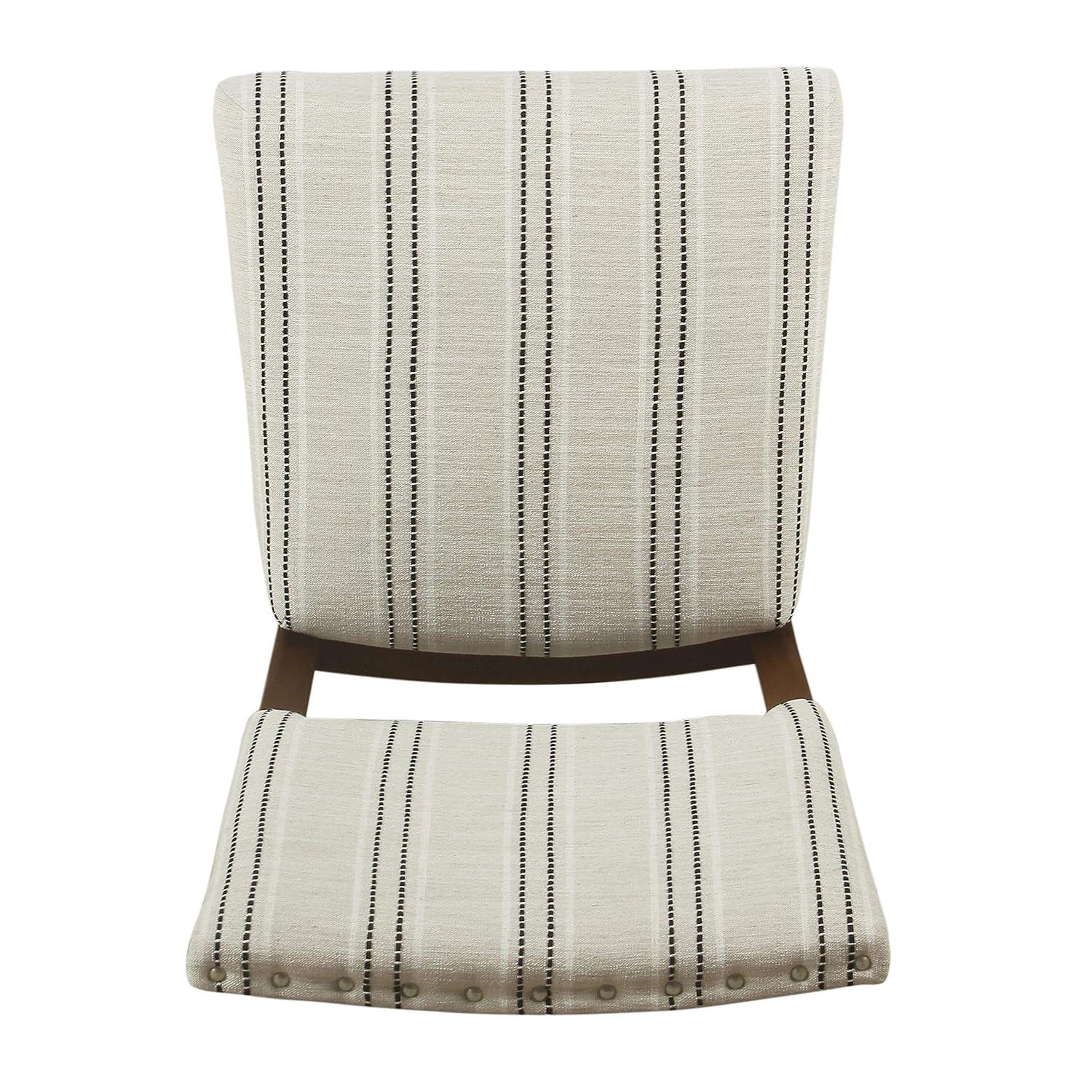 Set of 2 Stripe Dining Chairs Black/White - HomePop: Nailhead Trim, Rubberwood Legs, Polyester Upholstery