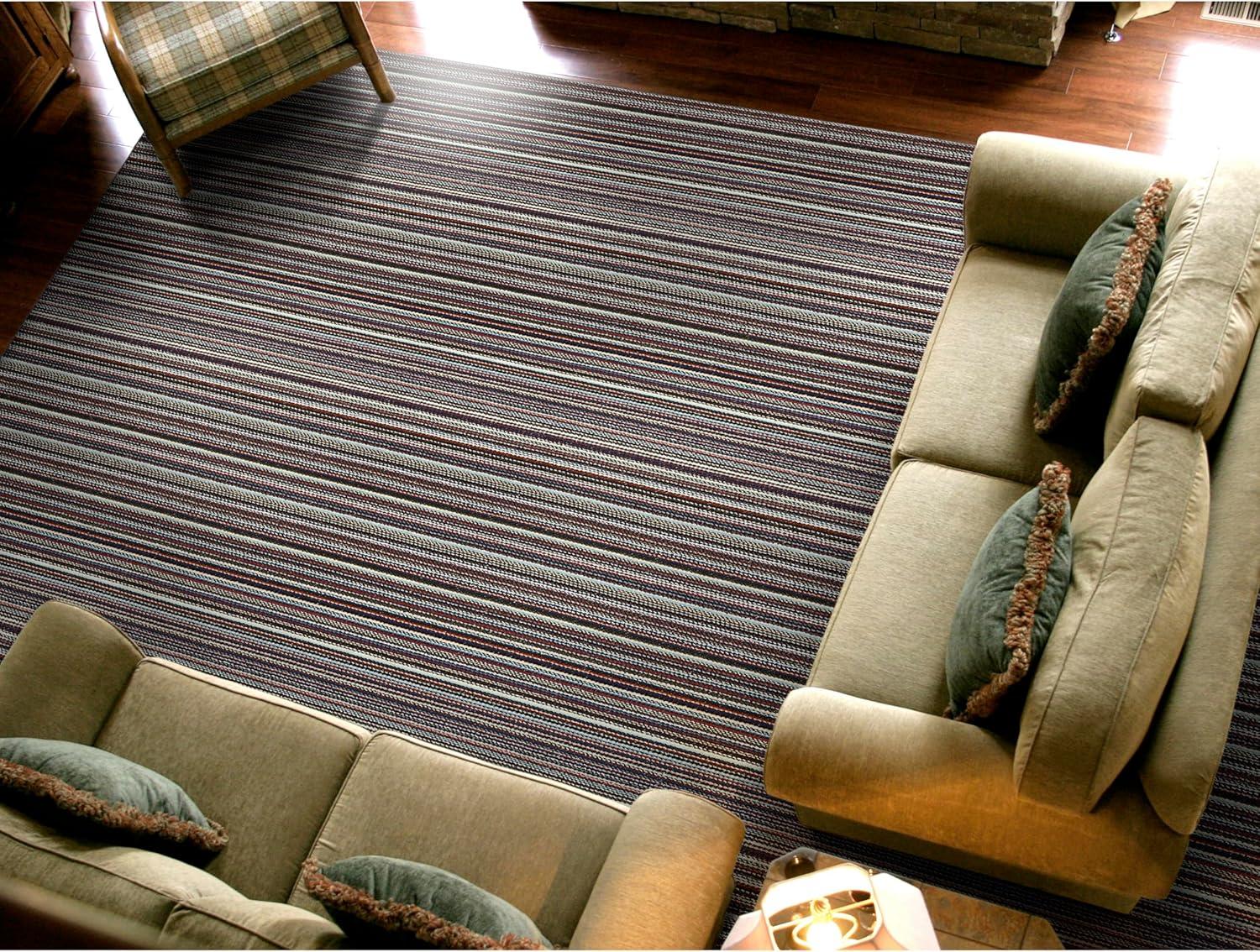 Striped Machine Made Machine Tufted Rectangle 9' x 12' Polypropylene Area Rug in Multicolor