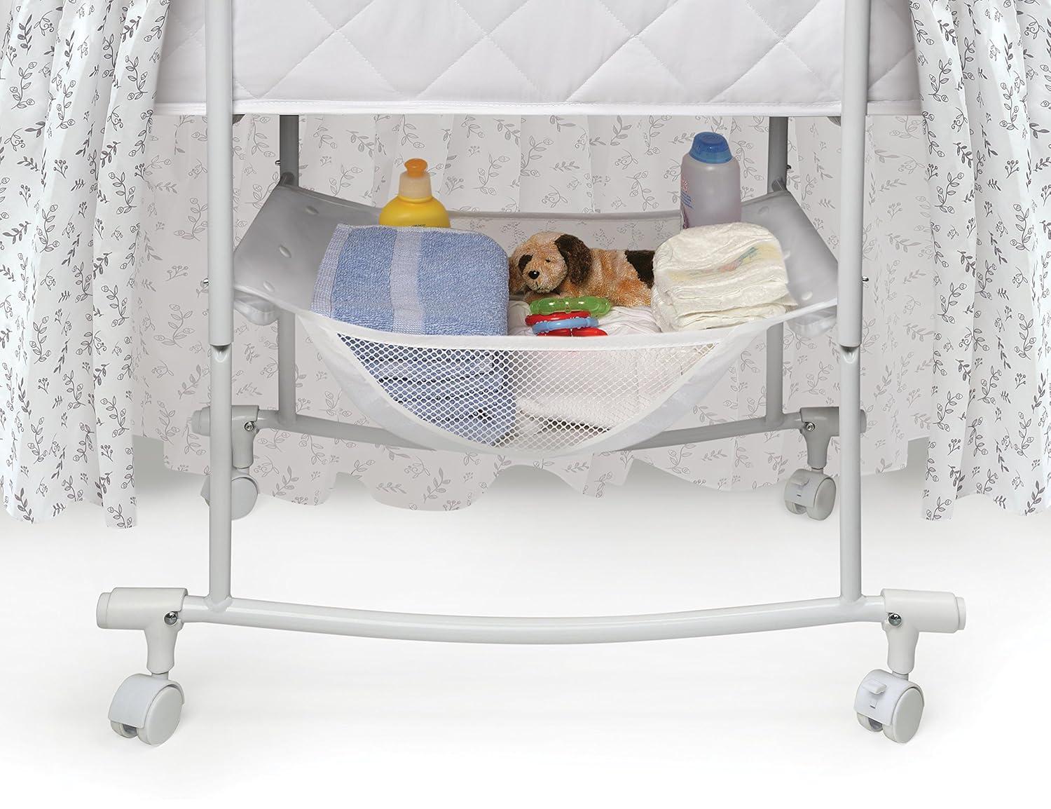 Badger Basket Wishes Oval Bassinet - Full Length Skirt - Gray/Leaf