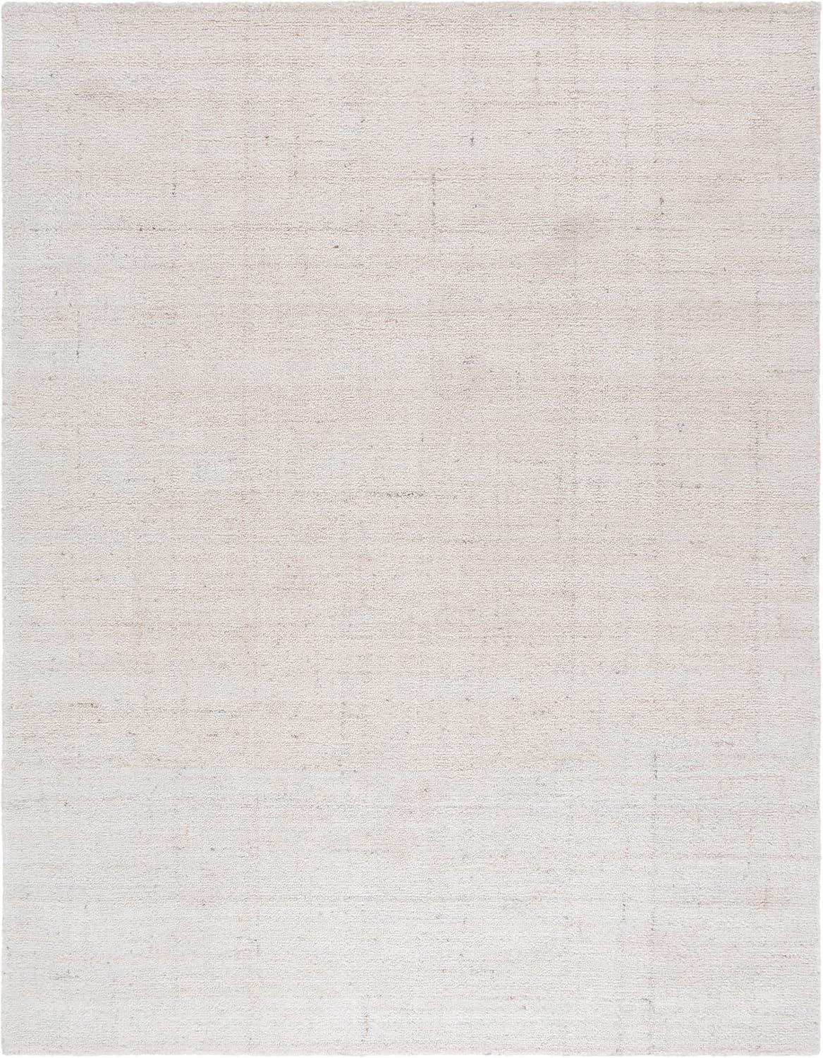 Ivory and Beige Handmade Wool and Viscose Round Area Rug