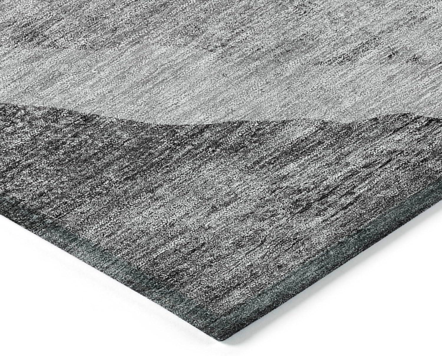 Gray Abstract Synthetic Indoor/Outdoor Washable Area Rug 8' x 10'