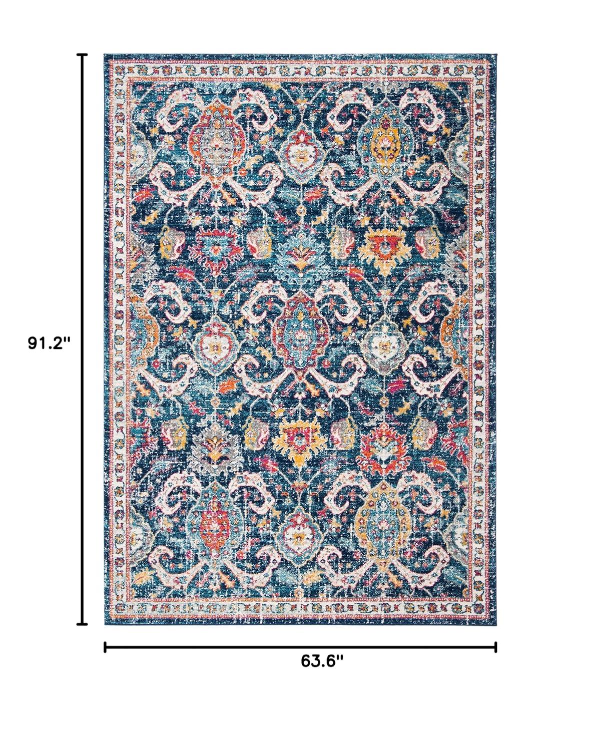 Evoke EVK255 Power Loomed Area Rug - Navy/Fuchsia - 5'3"x7'6" - Safavieh.
