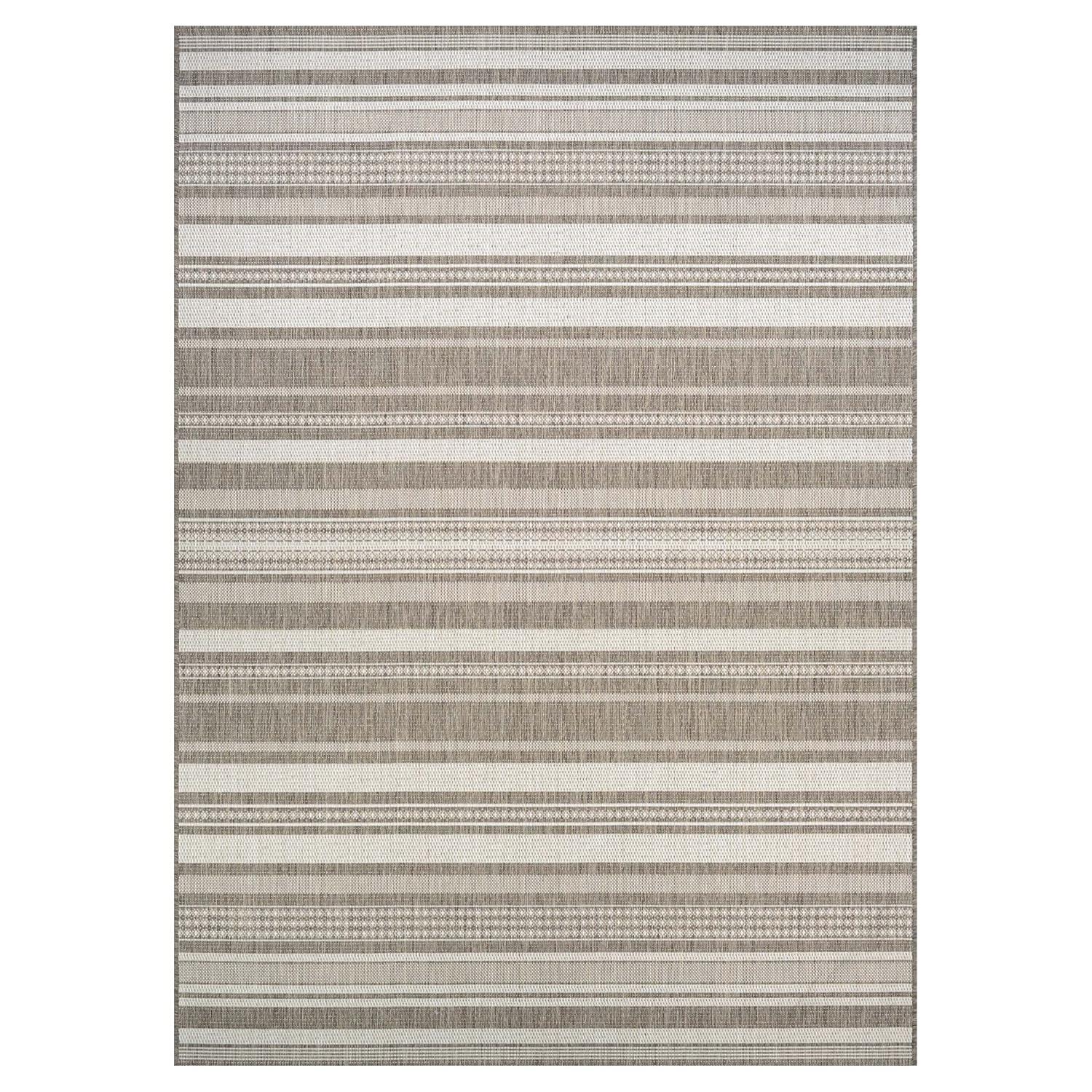 Couristan Recife Gazebo Stripe Indoor / Outdoor Area Rug, Champagne- Taupe, 5'3" x 7'6"