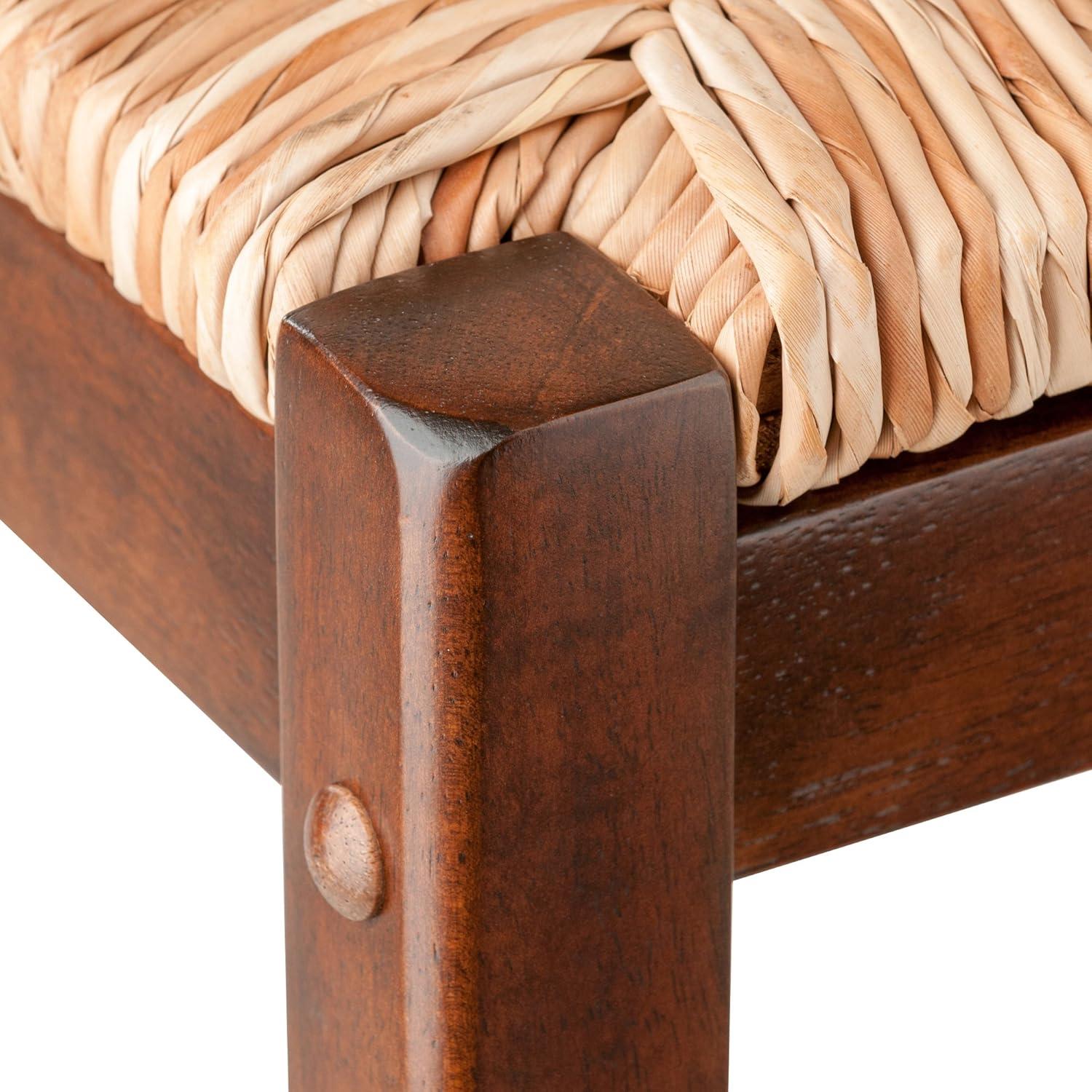 2pc Kaden Set Barstool Rush Seat Walnut - Winsome: Woven Square, Wooden Frame, Fixed Height