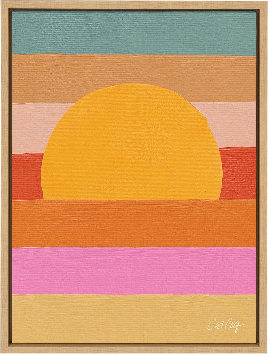 18" x 24" Sylvie Sunset Waves Framed Canvas by Cat Coquillette - Kate & Laurel All Things Decor