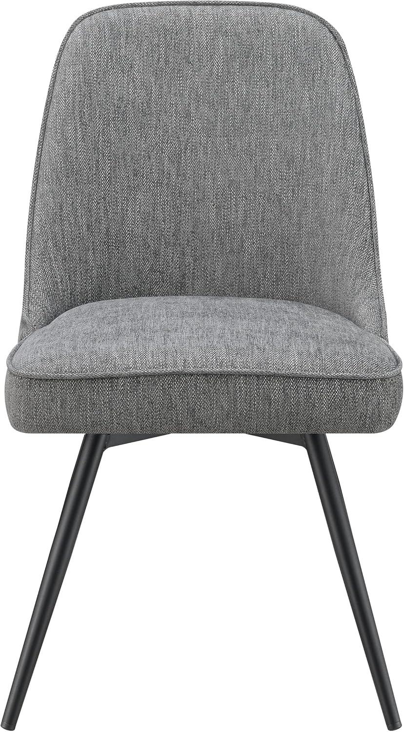 Charcoal Herringbone Fabric Swivel Chair with Metal Legs