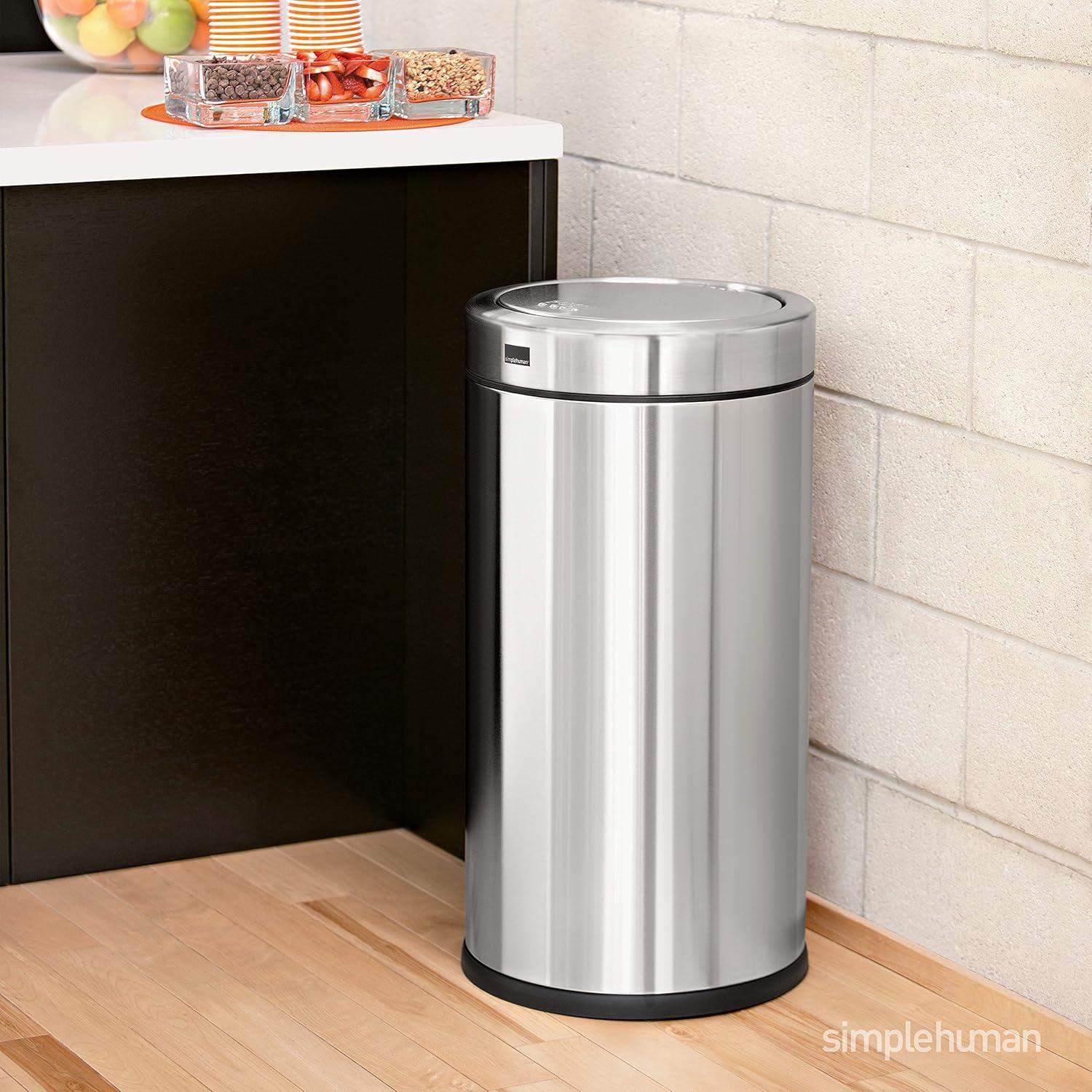 simplehuman 55 Liter Commercial Swing Top Trash Can, ADA-Compliant, Brushed Stainless Steel