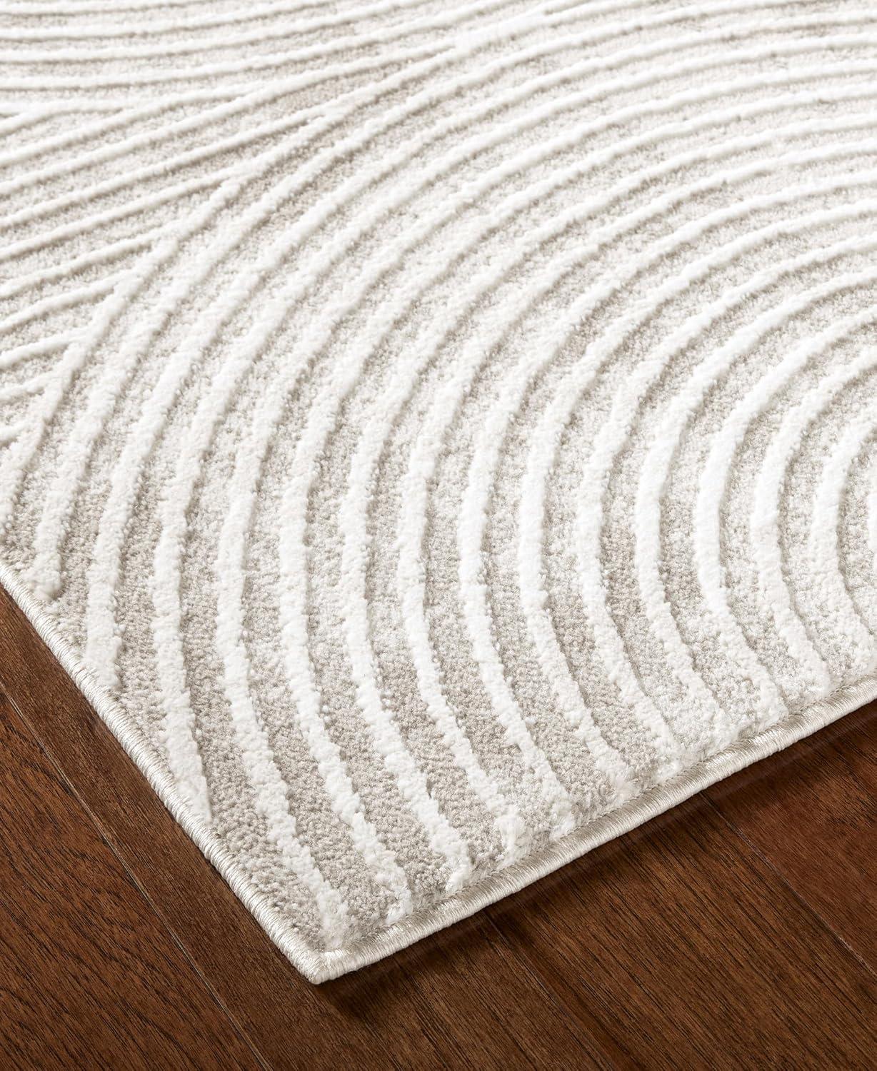 TOWN & COUNTRY Luxe Maya Soft Arches Neutral Indoor Area Rug with High-Low Texture, Ivory/Greige