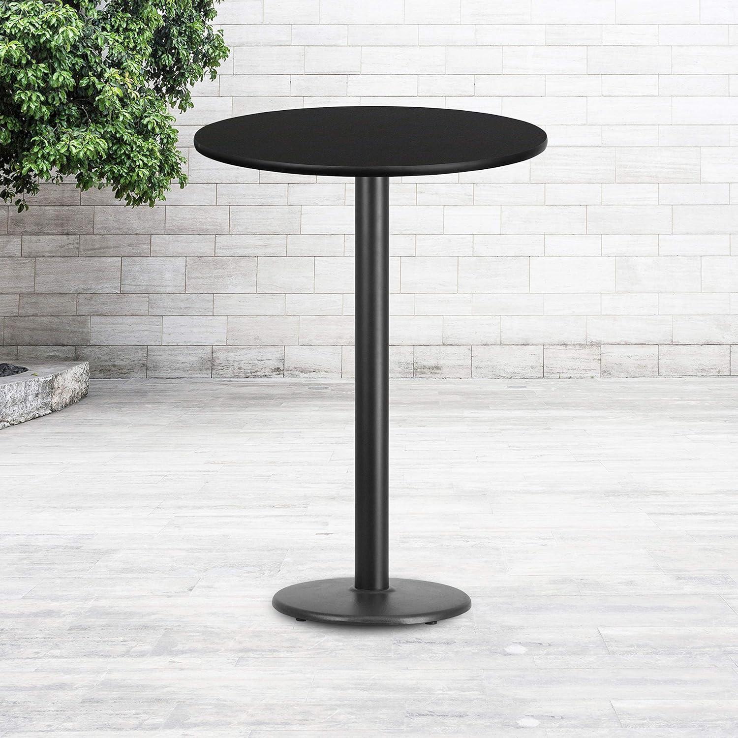 Flash Furniture Stiles 30'' Round Black Laminate Table Top with 18'' Round Bar Height Table Base