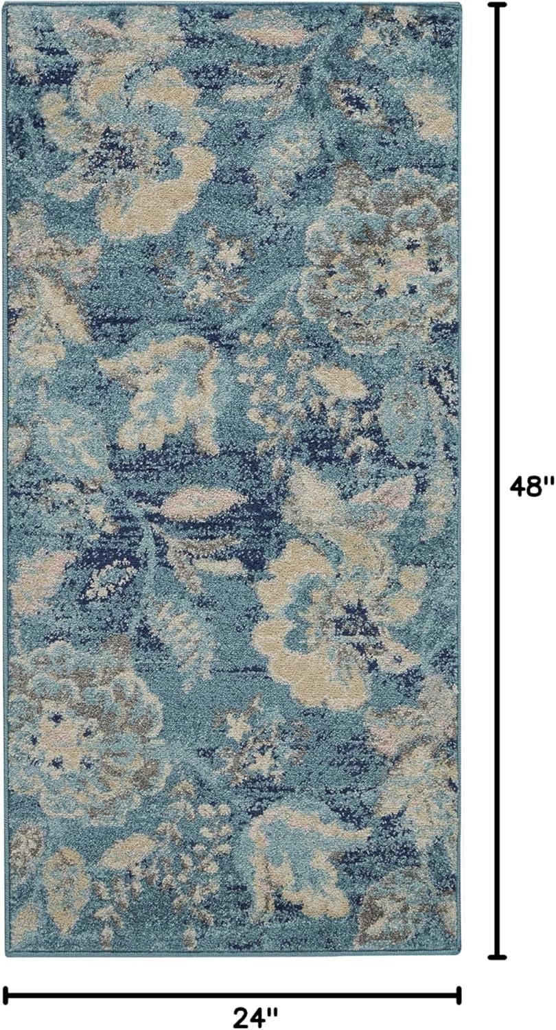 Tranquil TRA02 Ivory/Light Blue Area Rug French Country Eclectic Floral By Nourison