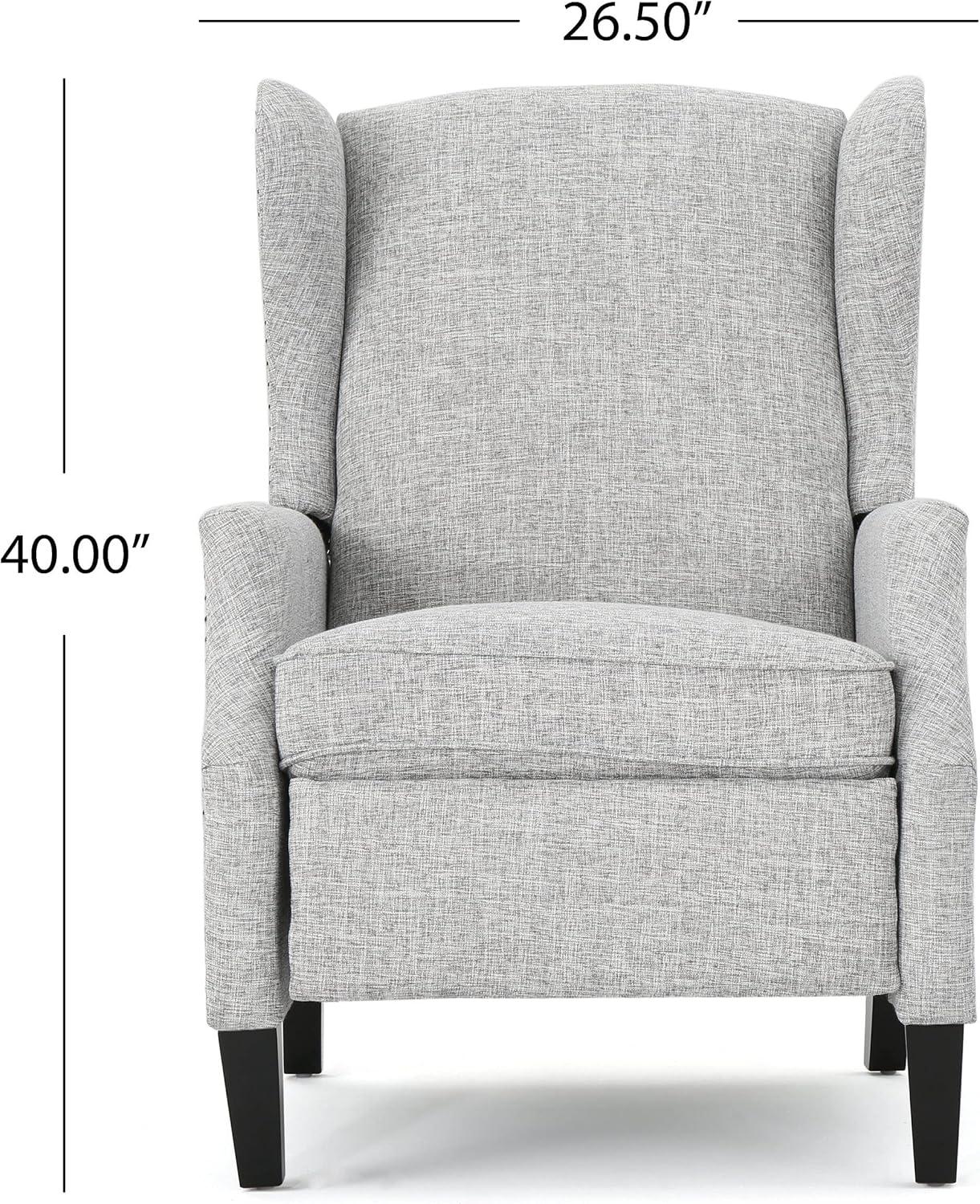 Wescott Traditional Press-Back Recliner Light Gray - Christopher Knight Home: Studded, Padded, Wingback