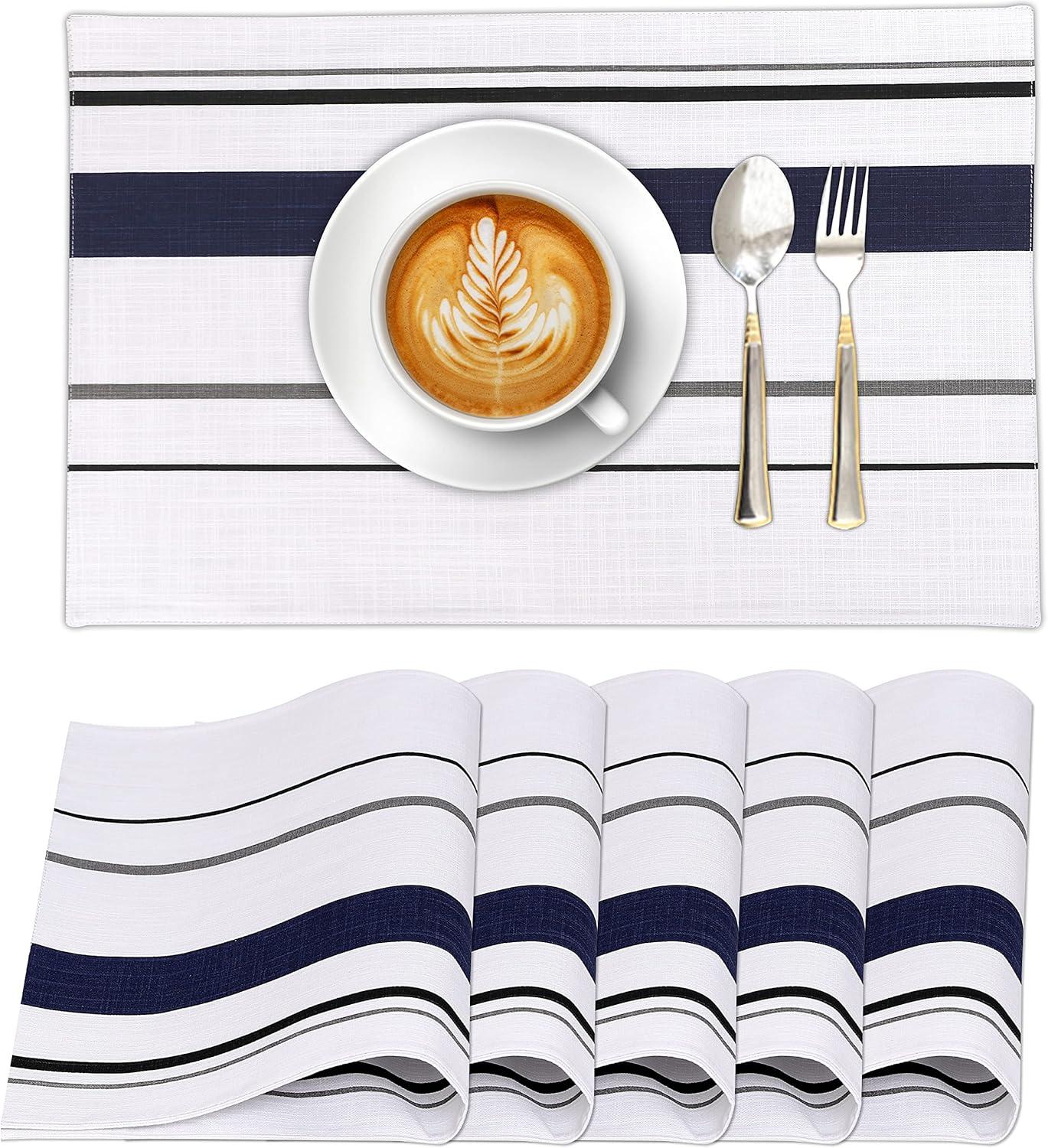 Dining Table Rectangle Placemats 100% Cotton Multi Pattern 13x19 Inches (Set of 6)