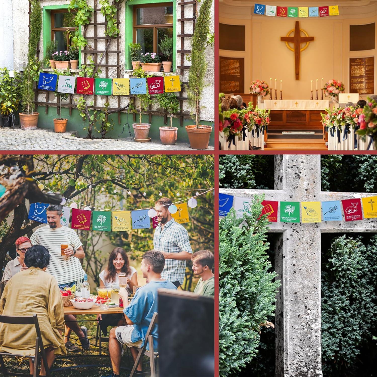 Christian Flag Church Decoration Bible Psalm 121 Faith Banner Worship Prayer Flags for Nursery Wall Wedding Bulletin Board Garden Décor