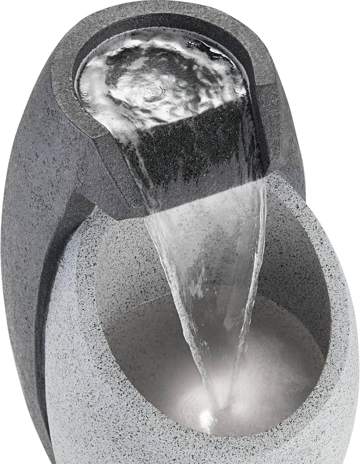 John Timberland Modern Outdoor Floor Water Fountain with Light LED 25" High Waterfall for Yard Garden Patio Deck Home