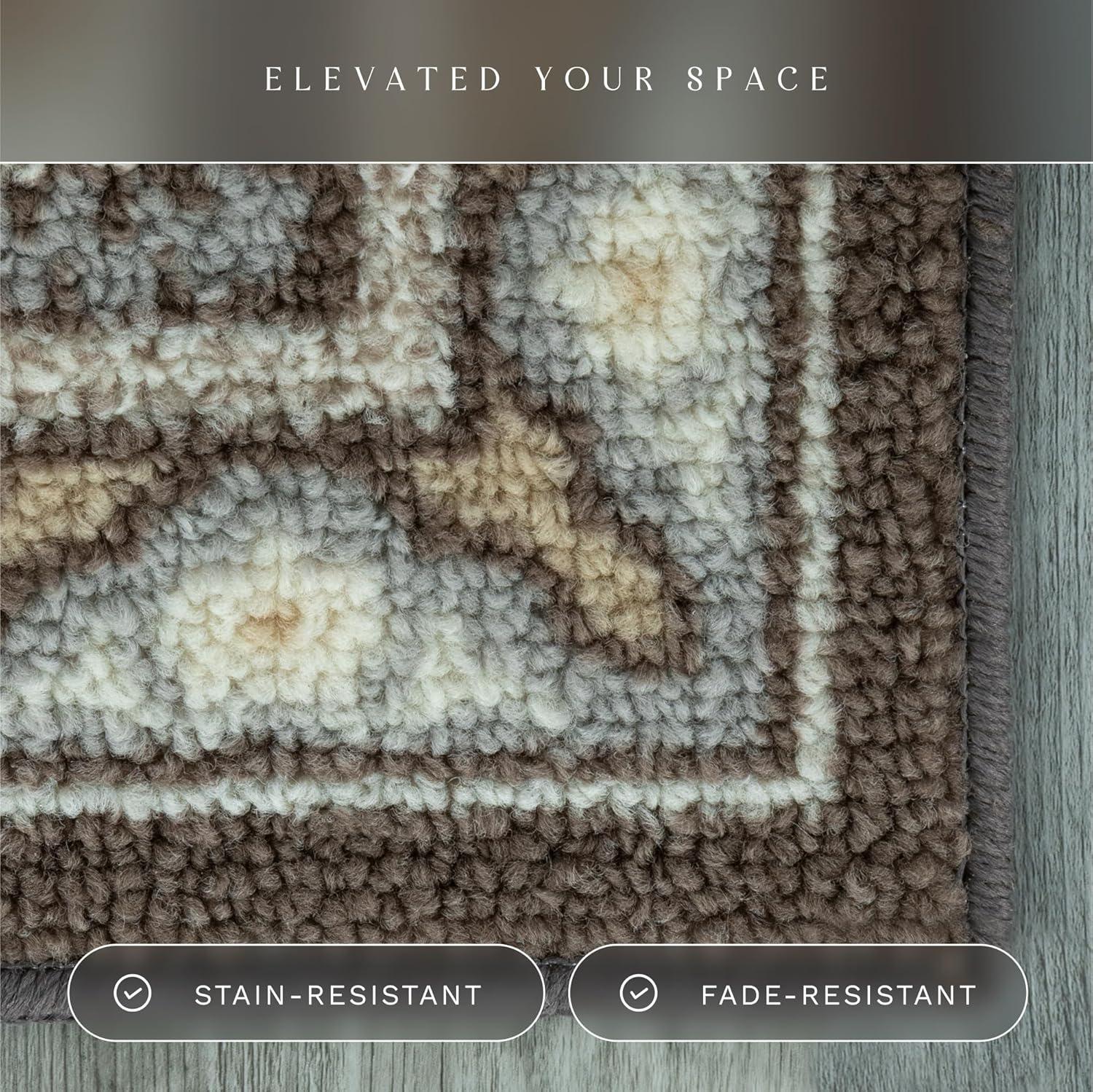 Gray Floral Tufted Non-Slip 5' x 7' Area Rug