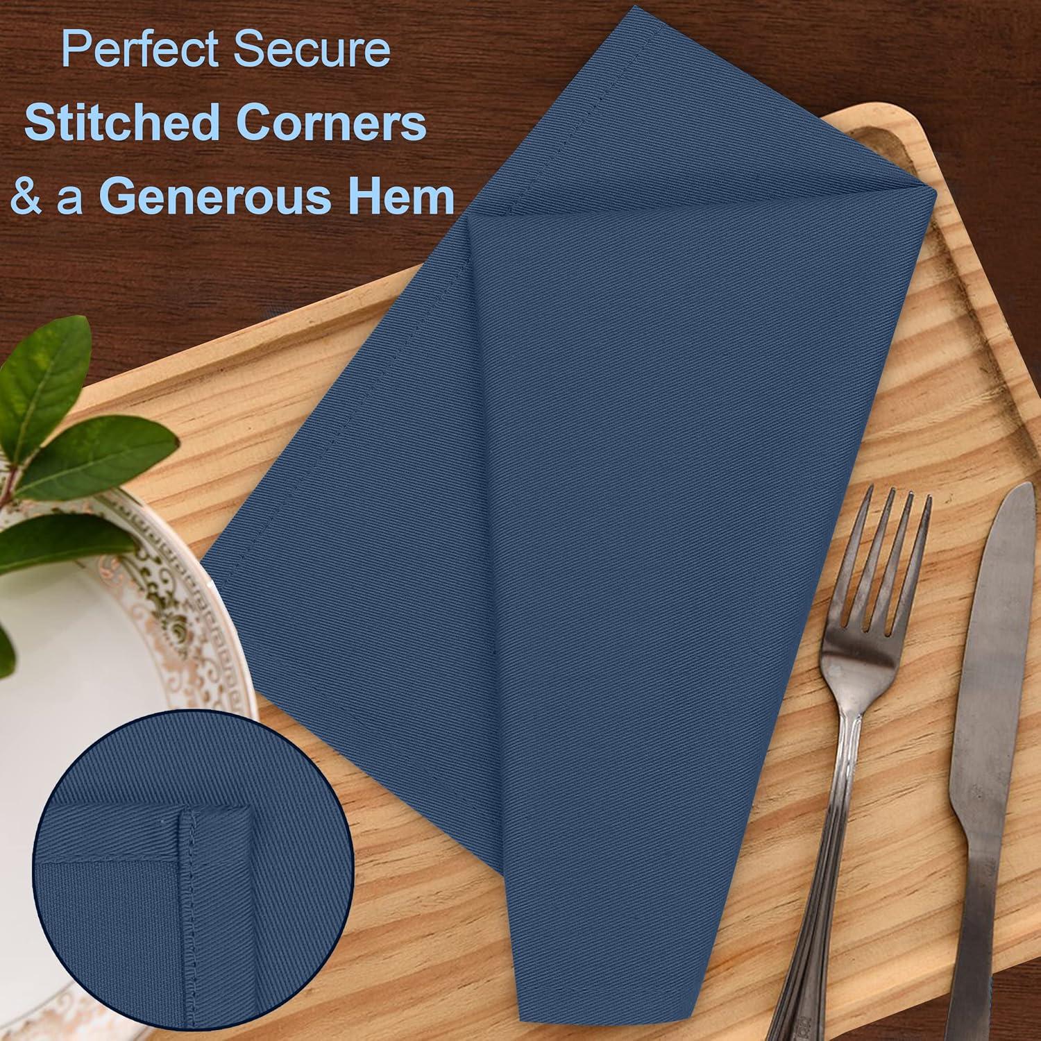 Navy Blue Cotton Blend 18x18 Cloth Napkins Set of 12