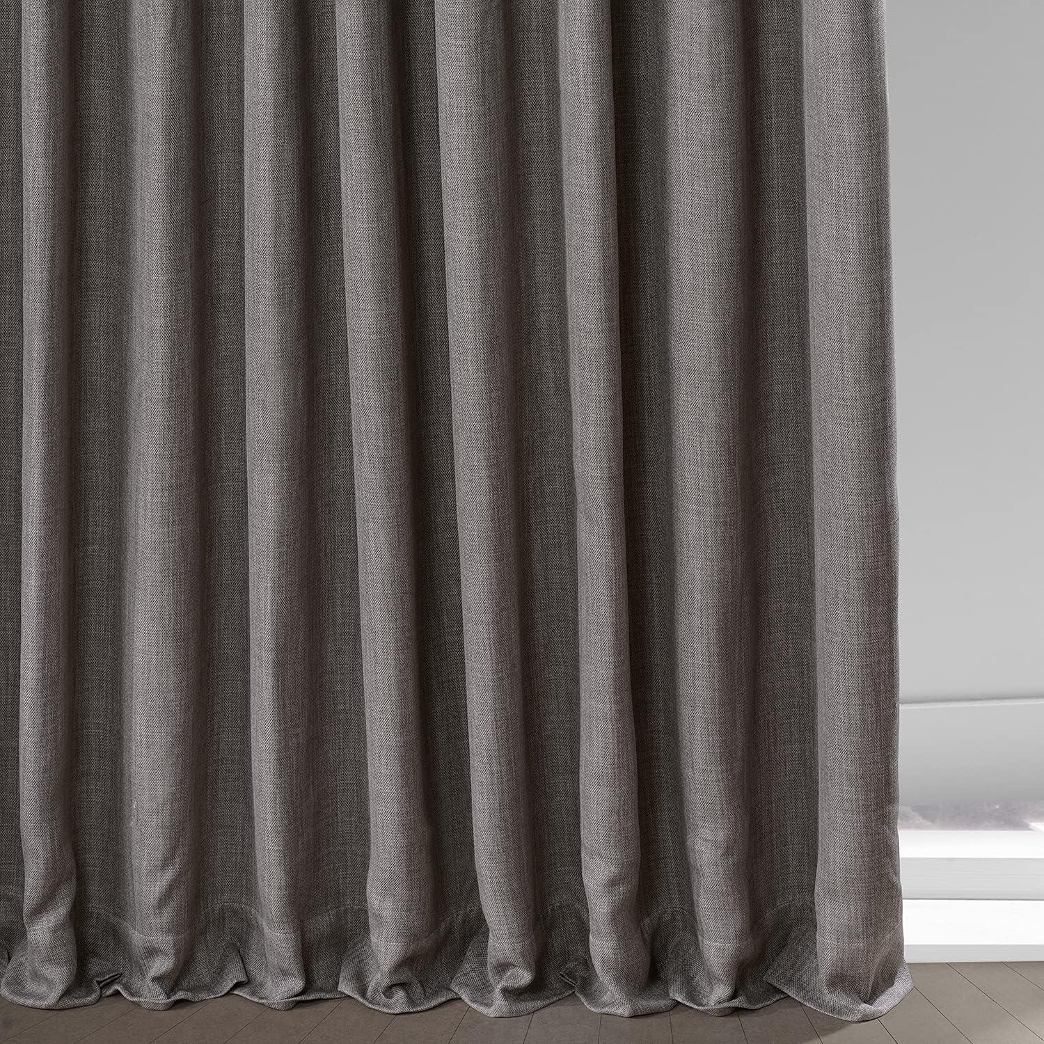 Mink Faux Linen Blackout Curtains 100"W x 120"L