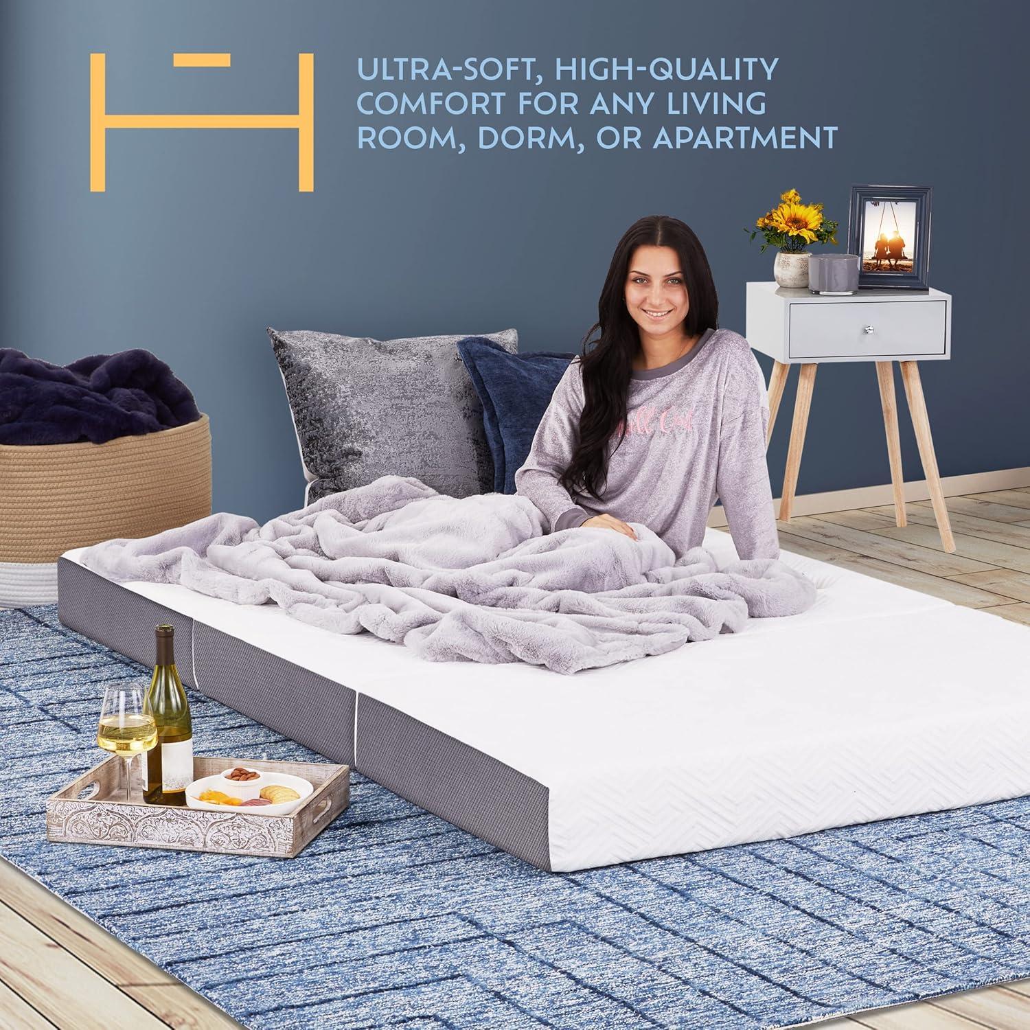 Heyward 6" Trifold Mattress, Tri Fold Memory Foam Foldable Mattress