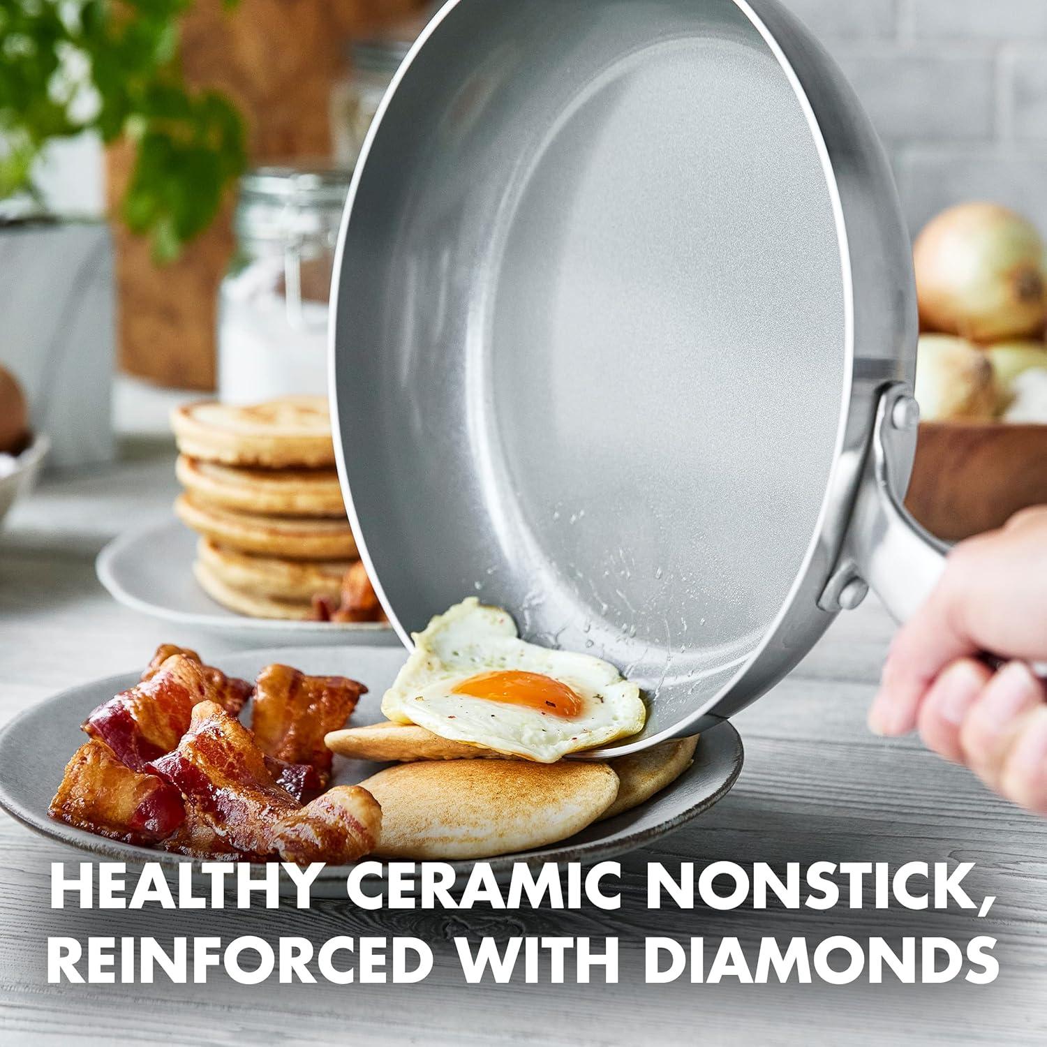 GreenPan Chatham Healthy Ceramic Nonstick Stainless Steel 2 Piece Frying Pan Set