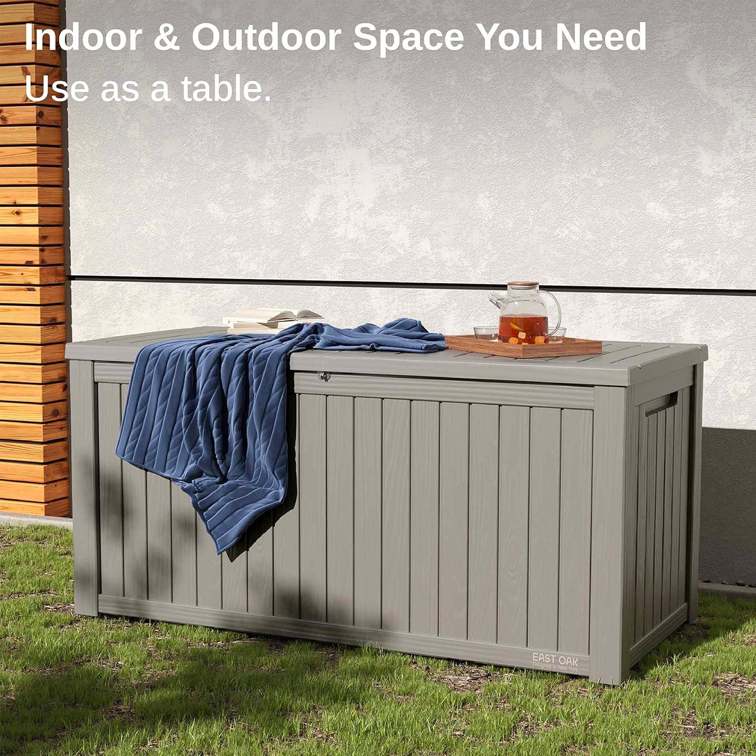 Gray Lockable 180 Gallon Plastic Deck Box