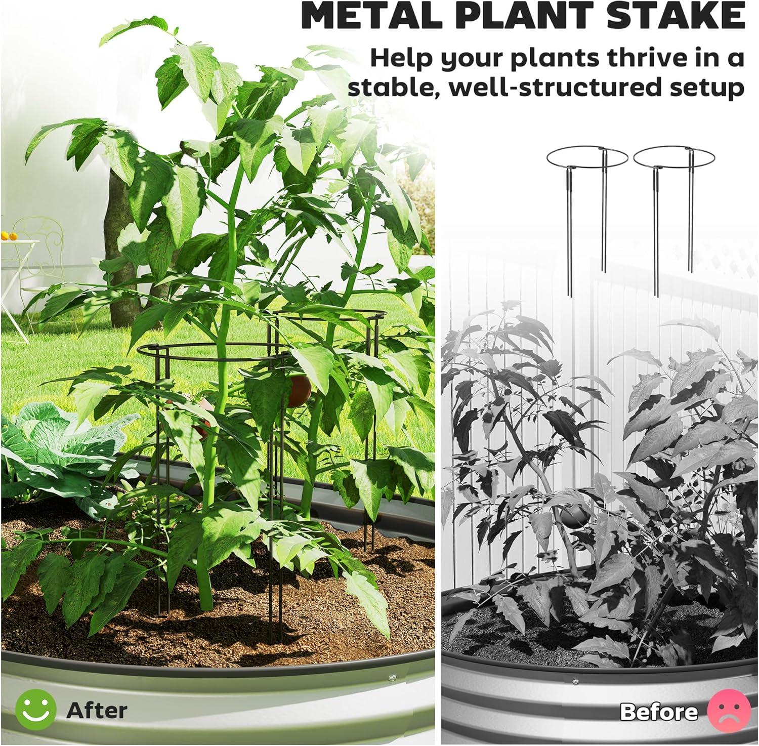 Outsunny 2PCS Galvanized Raised Garden Bed, 7' x 3' x 1' Raised Beds for Gardening with Metal Plant Stakes, Silver