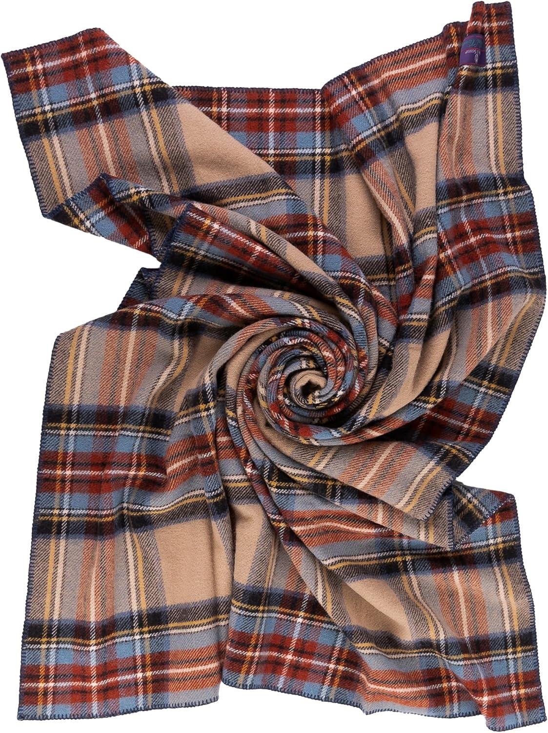 Extra-Large Antique Dress Stewart Wool Tartan Throw Blanket