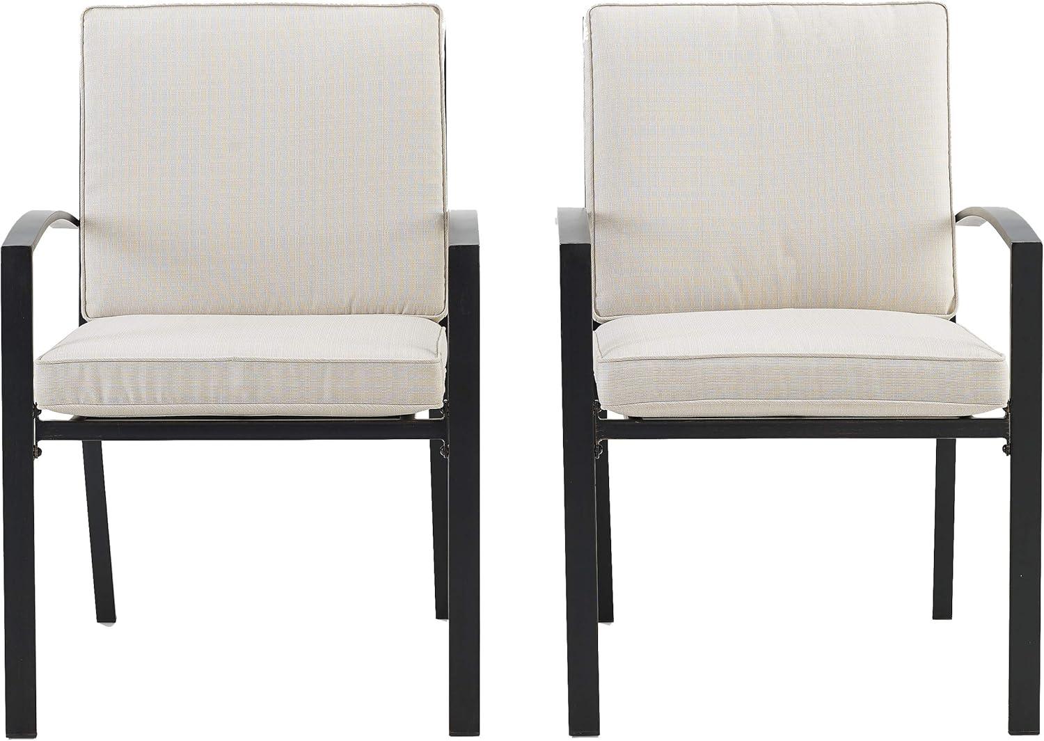 Kaplan Outdoor Dining Chairs with Cushions, Set of 2, Oatmeal and Bronze