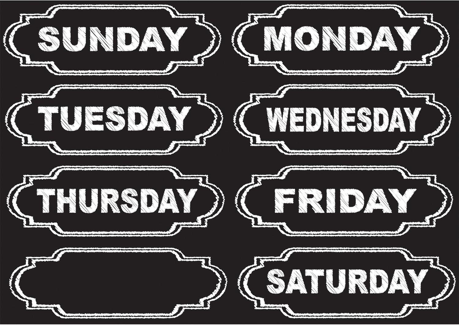 Black Chalkboard Style Days of the Week Magnets