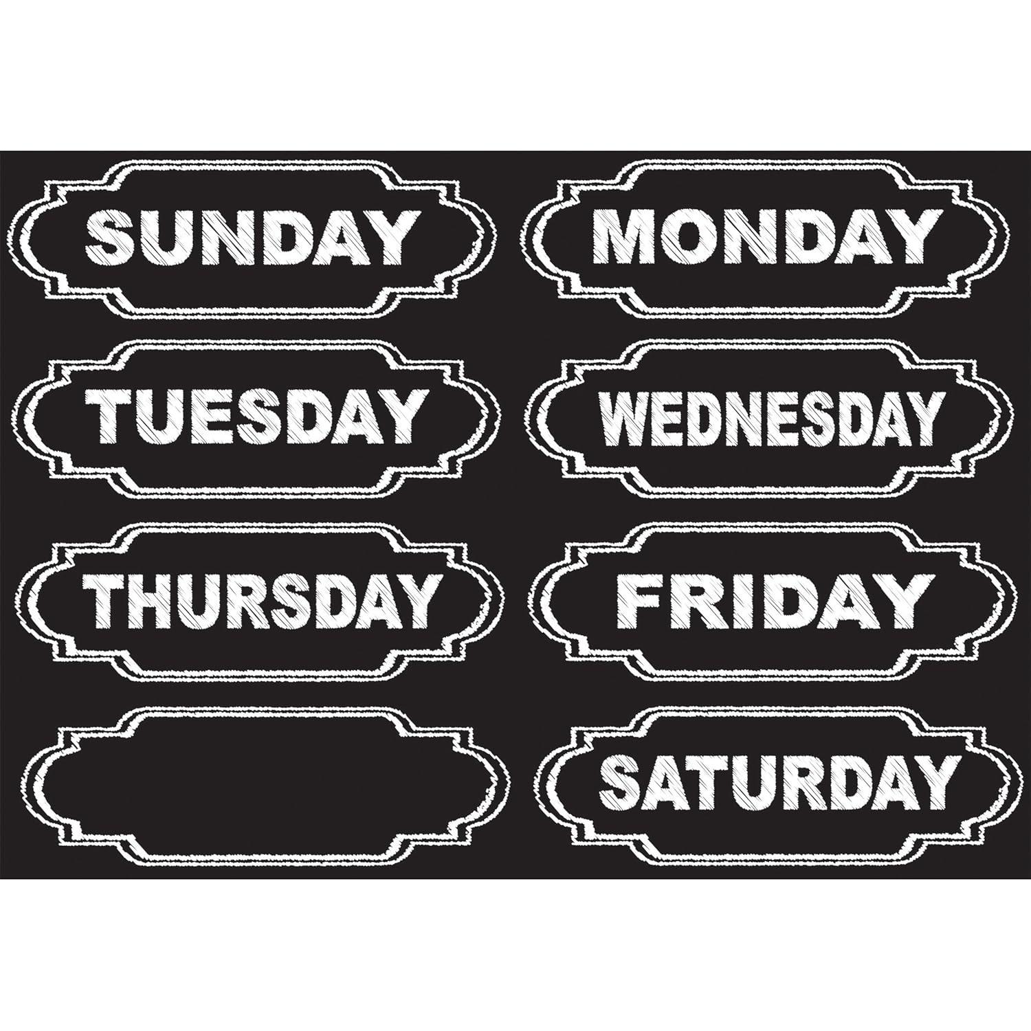 Black Chalkboard Style Days of the Week Magnets
