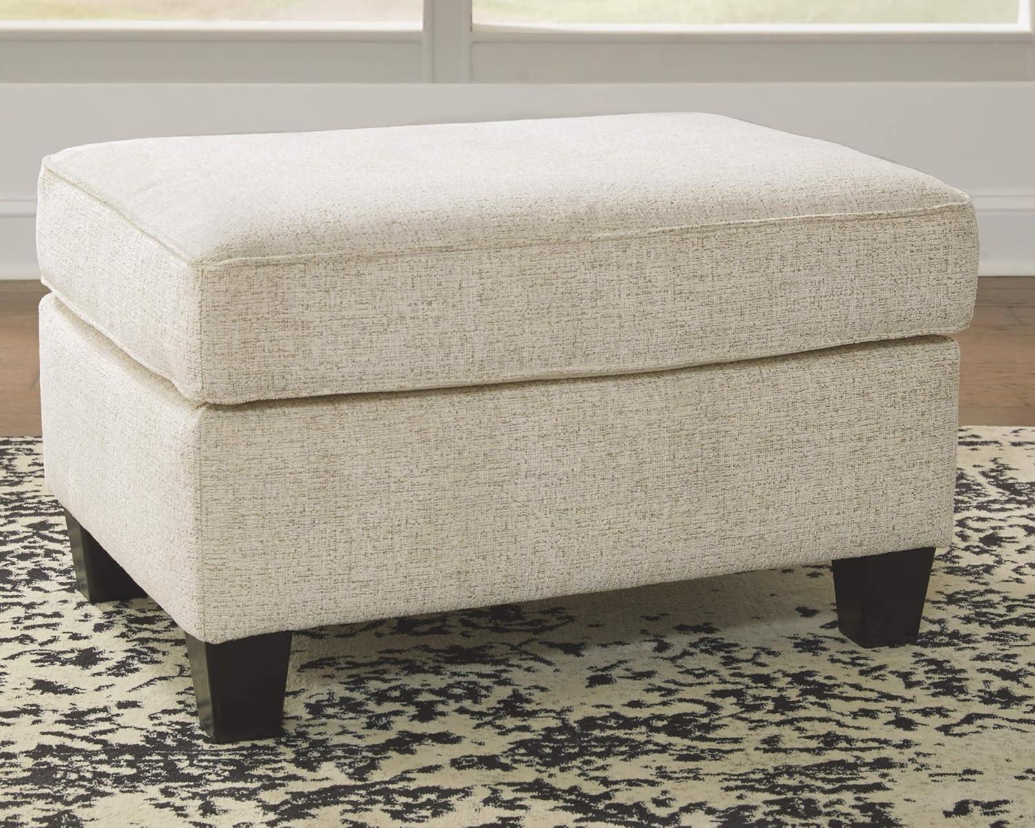 Contemporary Beige Chenille Oversized Footstool 39"x39"