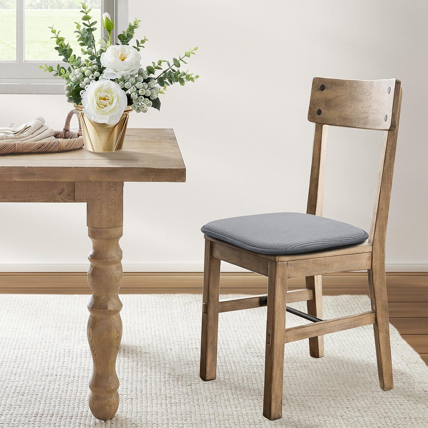 Shinnwa Chair Cushions Set of 4 Seat Cushions Soft Velvet Non Slip Chair Pads for Kitchen Dining Chairs 15 x 16 inch, Gray