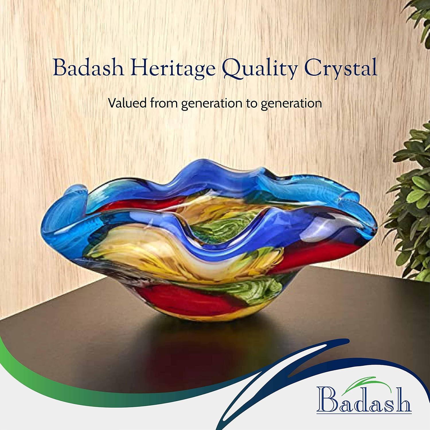 Stormy Rainbow Murano-Style 8.5" Art Glass Centerpiece Bowl