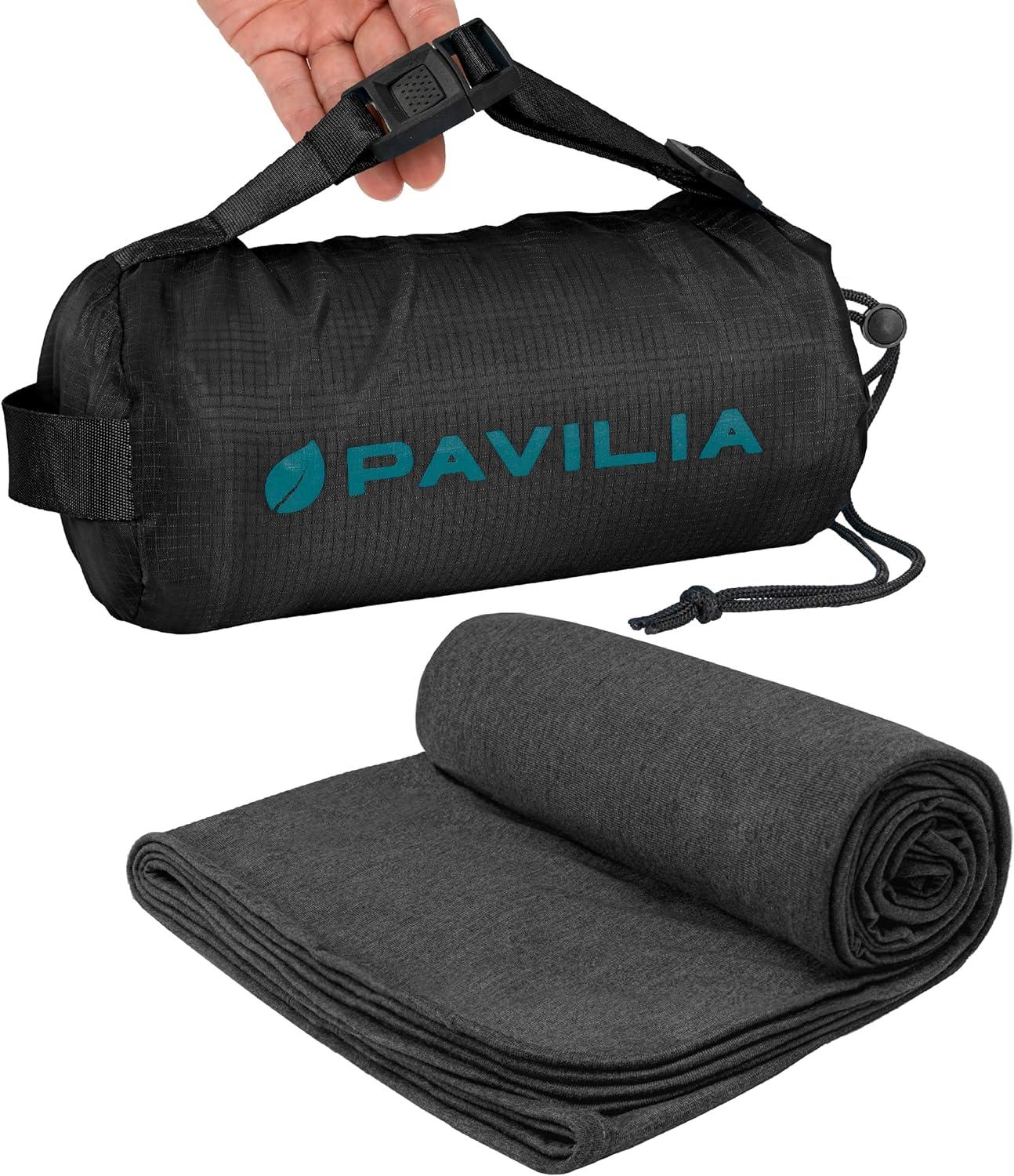 PAVILIA Travel Blanket Airplane Compact with Bag, Soft Packable Plane Throw Portable Camping Flight Essentials, Travelers Gifts Accessories, Black