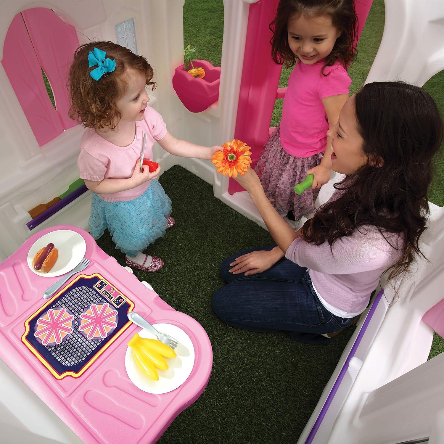 Sweetheart Pink and White Plastic Toddler Playhouse