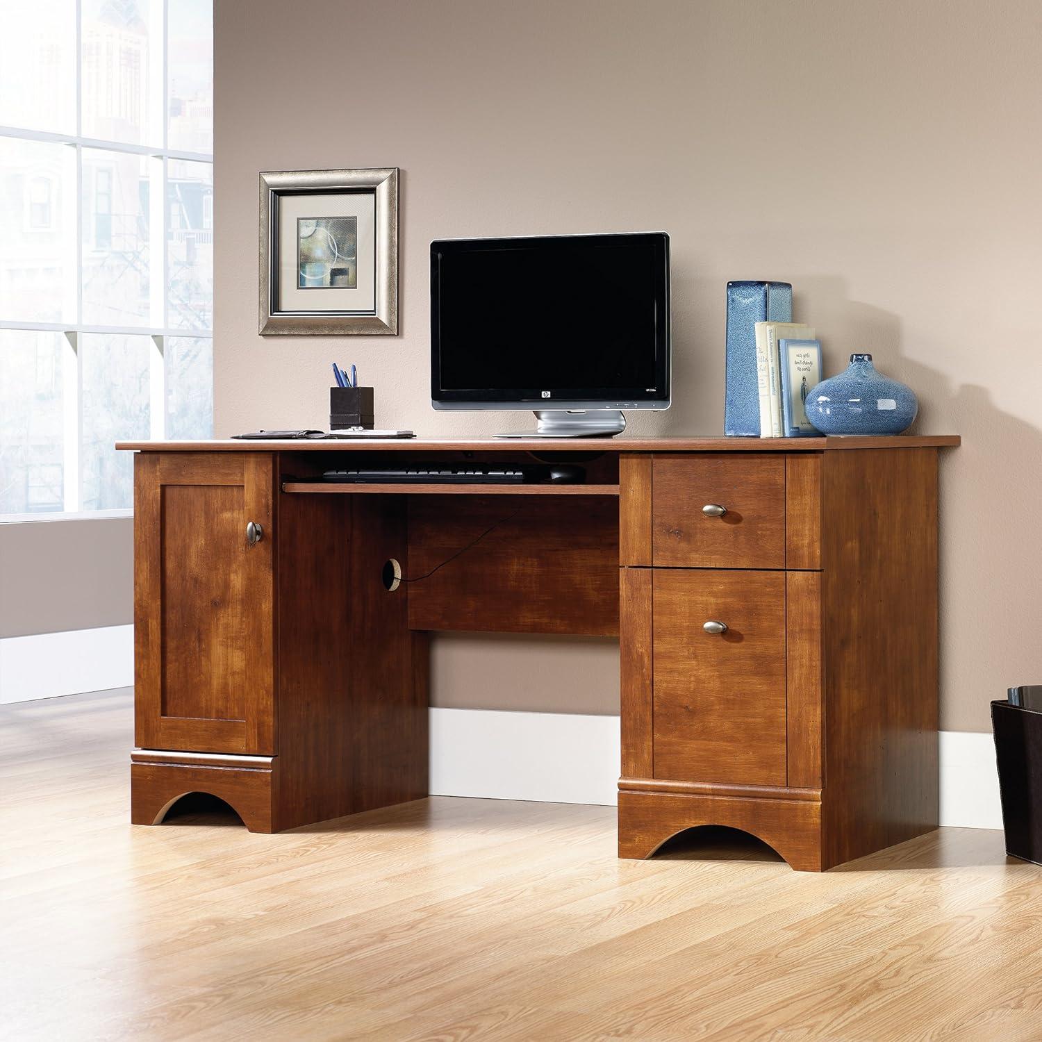 Computer Desk - Brushed Maple - Sauder: Home Office Furniture with Open Shelf & Nickel Pulls