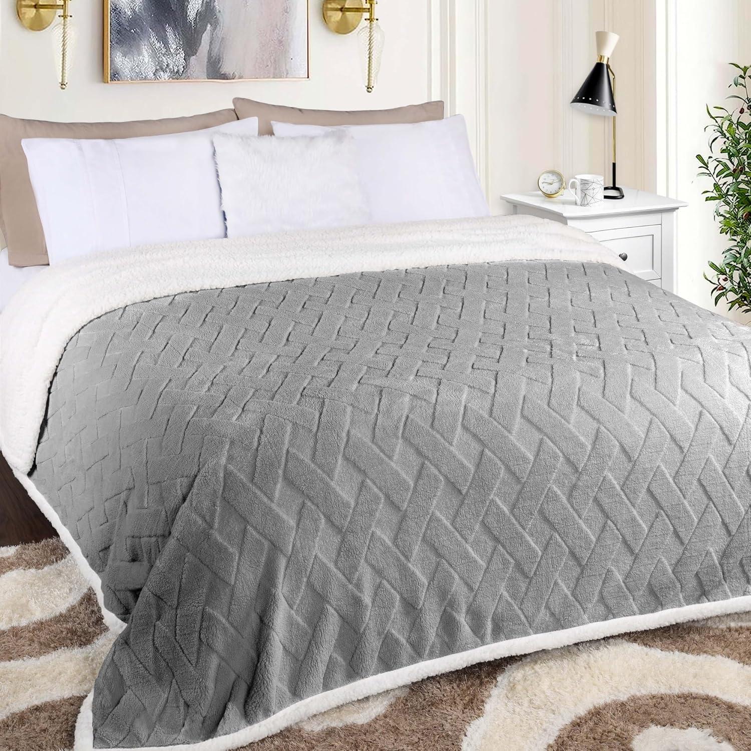 Platinum King Reversible Fleece Sherpa Blanket