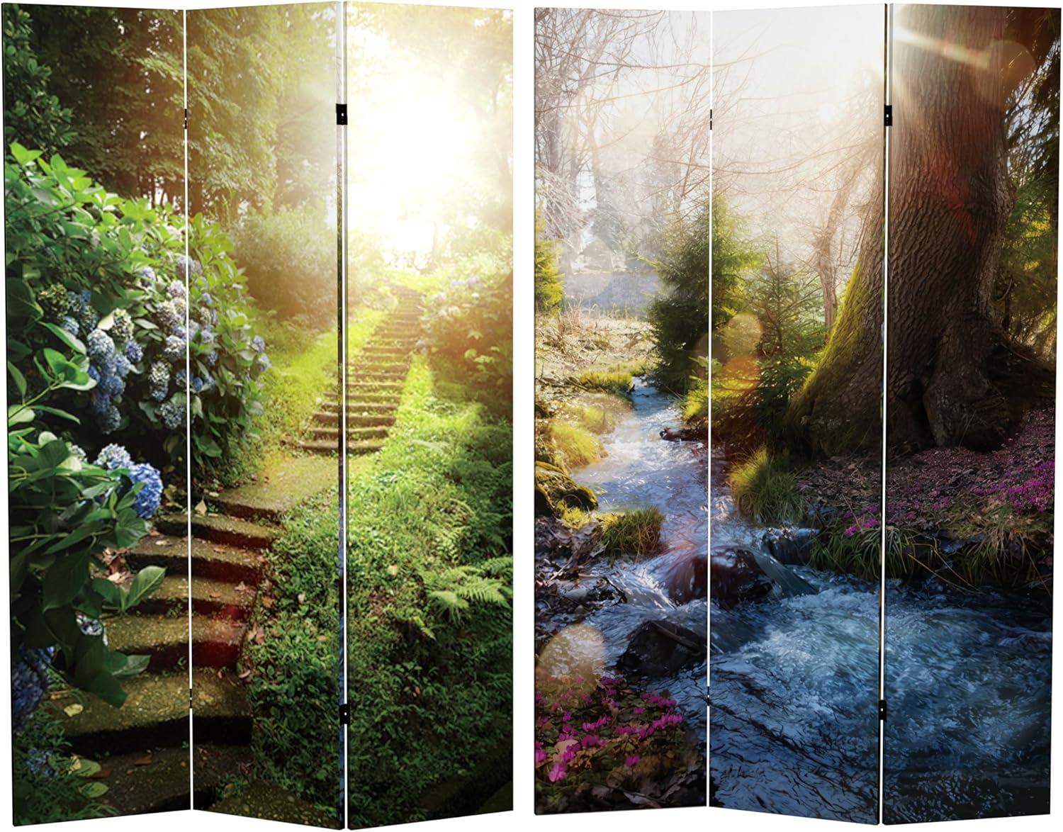 Millwood Pines 6 Ft. Tall Double Sided Stairway To Heaven Canvas Room Divider 3 Panel Freestanding Folding Privacy Screen Partition And Separator For Modern And Contemporary Bedroom Home Office Studio