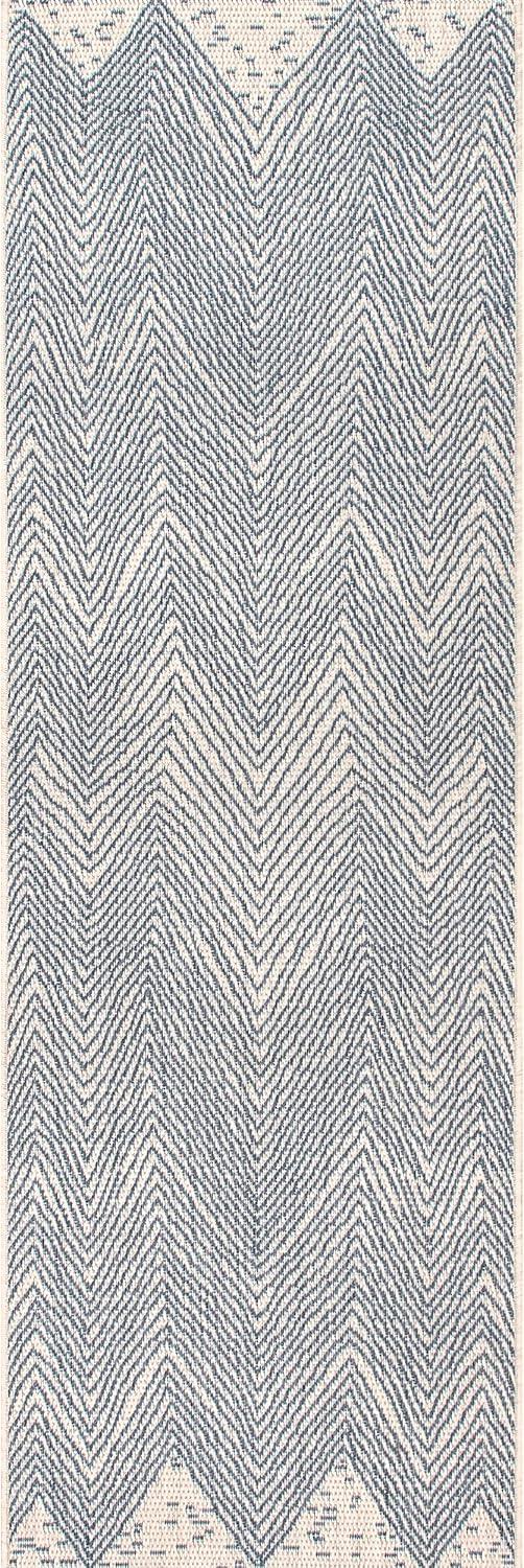 Coastal Breeze Blue Chevron 29'' Synthetic Runner Rug