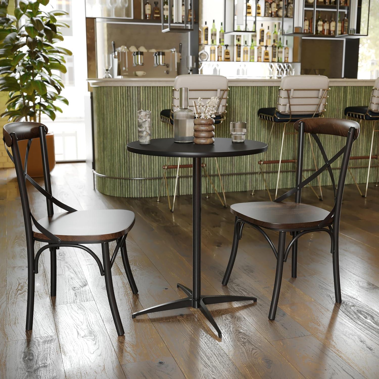 Flash Furniture Marrel Round Wood Cocktail Table with Columns by Flash Furniture