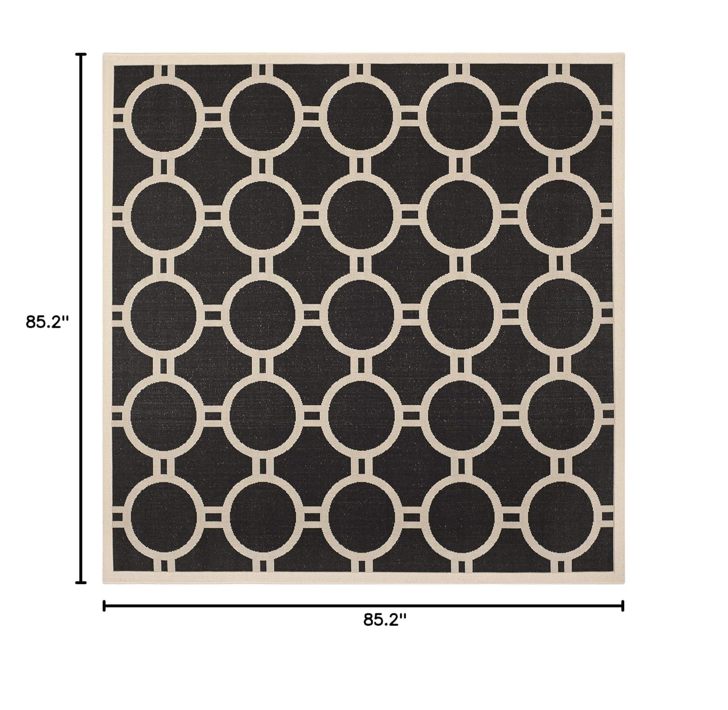 Courtyard CY6924 Power Loomed Indoor/Outdoor Area Rug - Black/Beige - 7'1x7'1 - Safavieh.